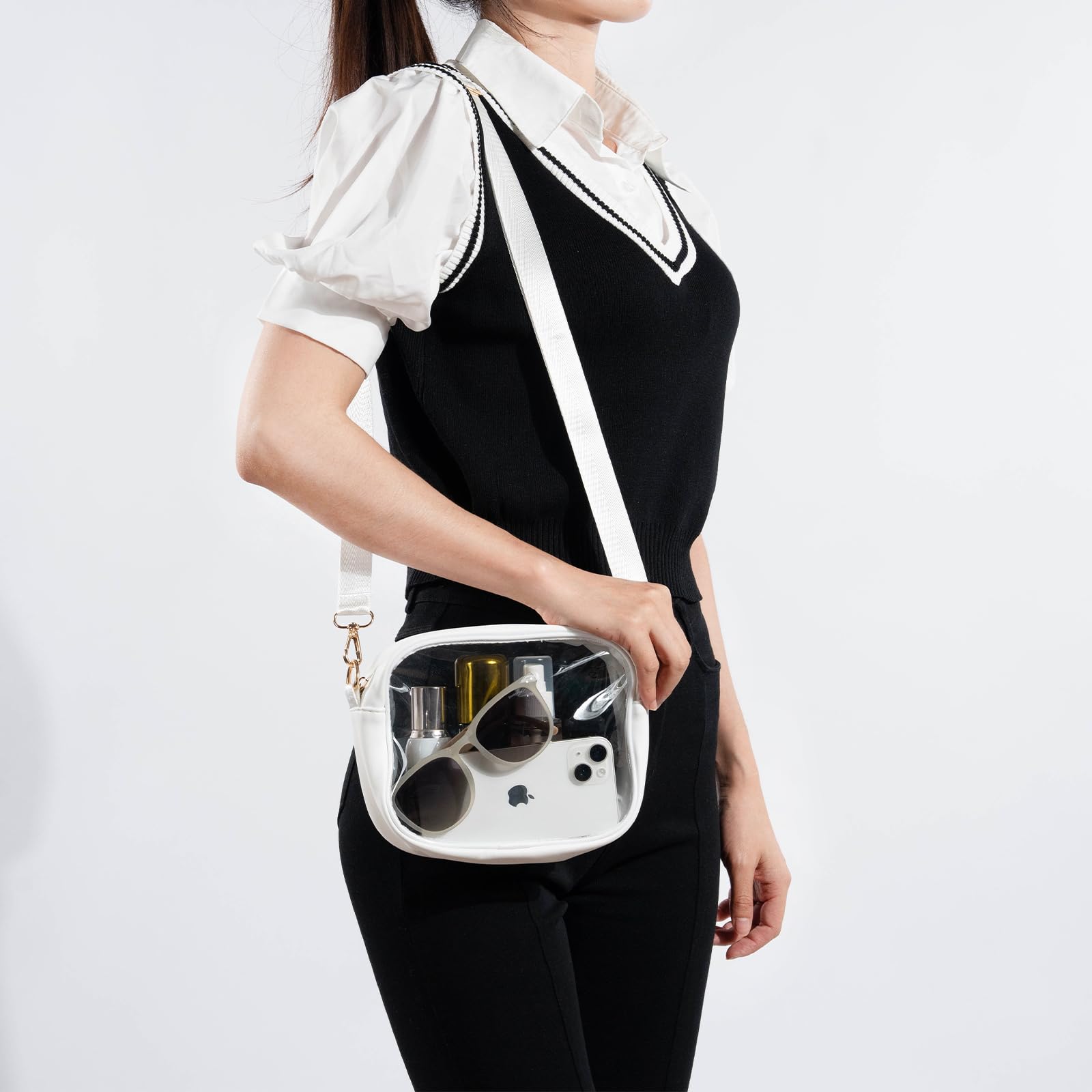 TOBVZOO Clear Stadium Bag Approved for Concerts & Sports Events - Crossbody Transparent Purse for Men & Women - Perfect for NFL Games, Music Festivals & Theme Parks