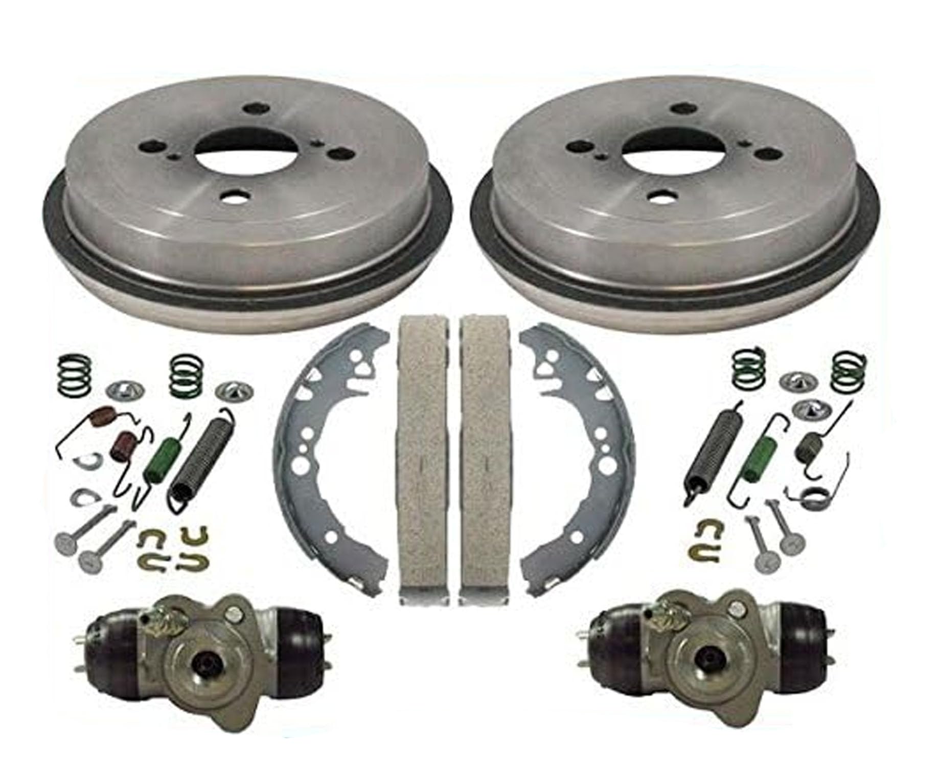 Toyota Echo Rear Brake Drum Kit (6-Piece) - Includes Shoes, Springs & Wheel Cylinders - Compatible with 2000-2005 Models - Perfect for Brake System Repair & Maintenance
