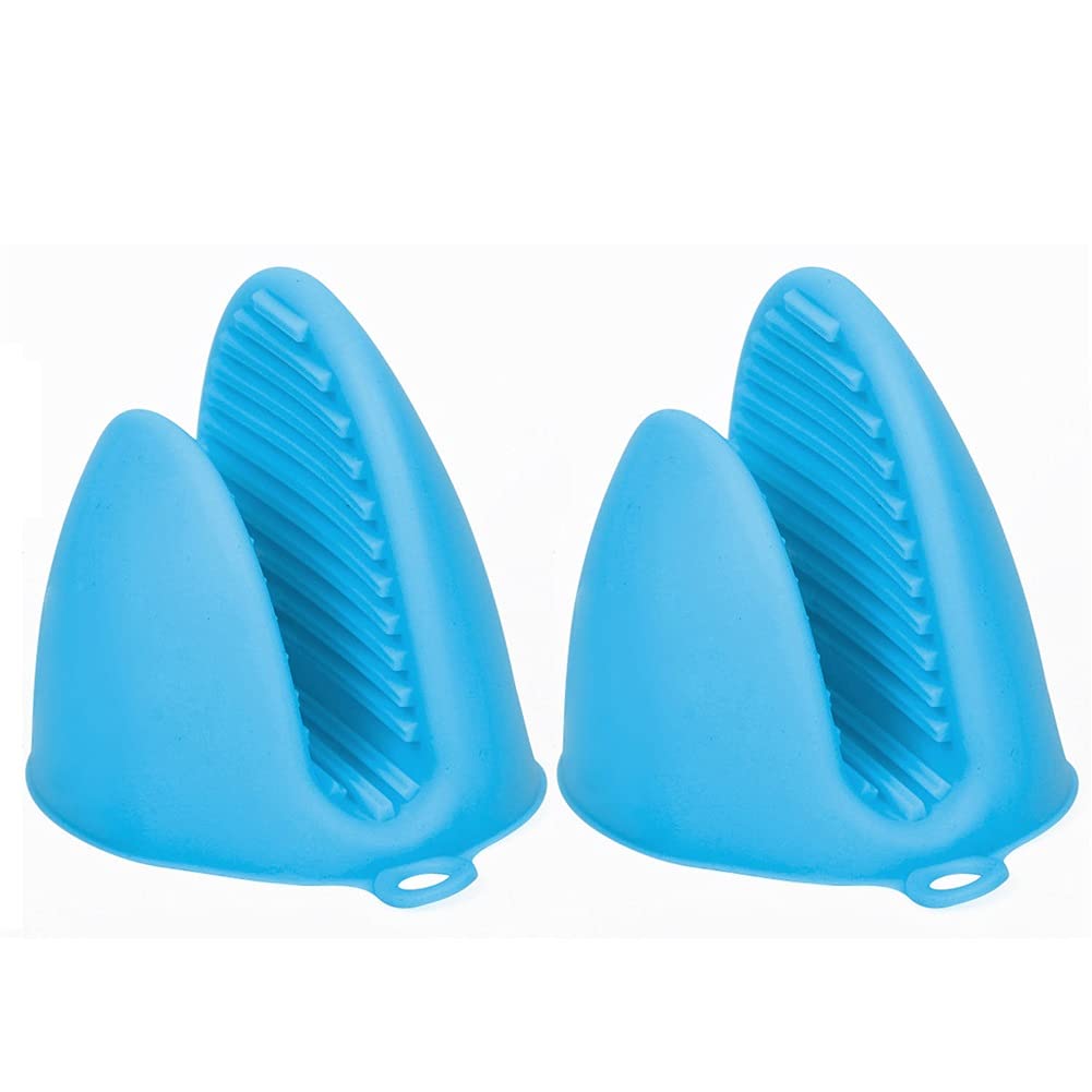 MIEDEON Heat Resistant Silicone Oven Mitts & Pot Holders Set - Blue Kitchen Mittens for Cooking, Baking, Air Fryer - Non-Slip Grip, Safe for Hot Pans & Dishes - Perfect for Home Chefs & Holiday Baking Gifts