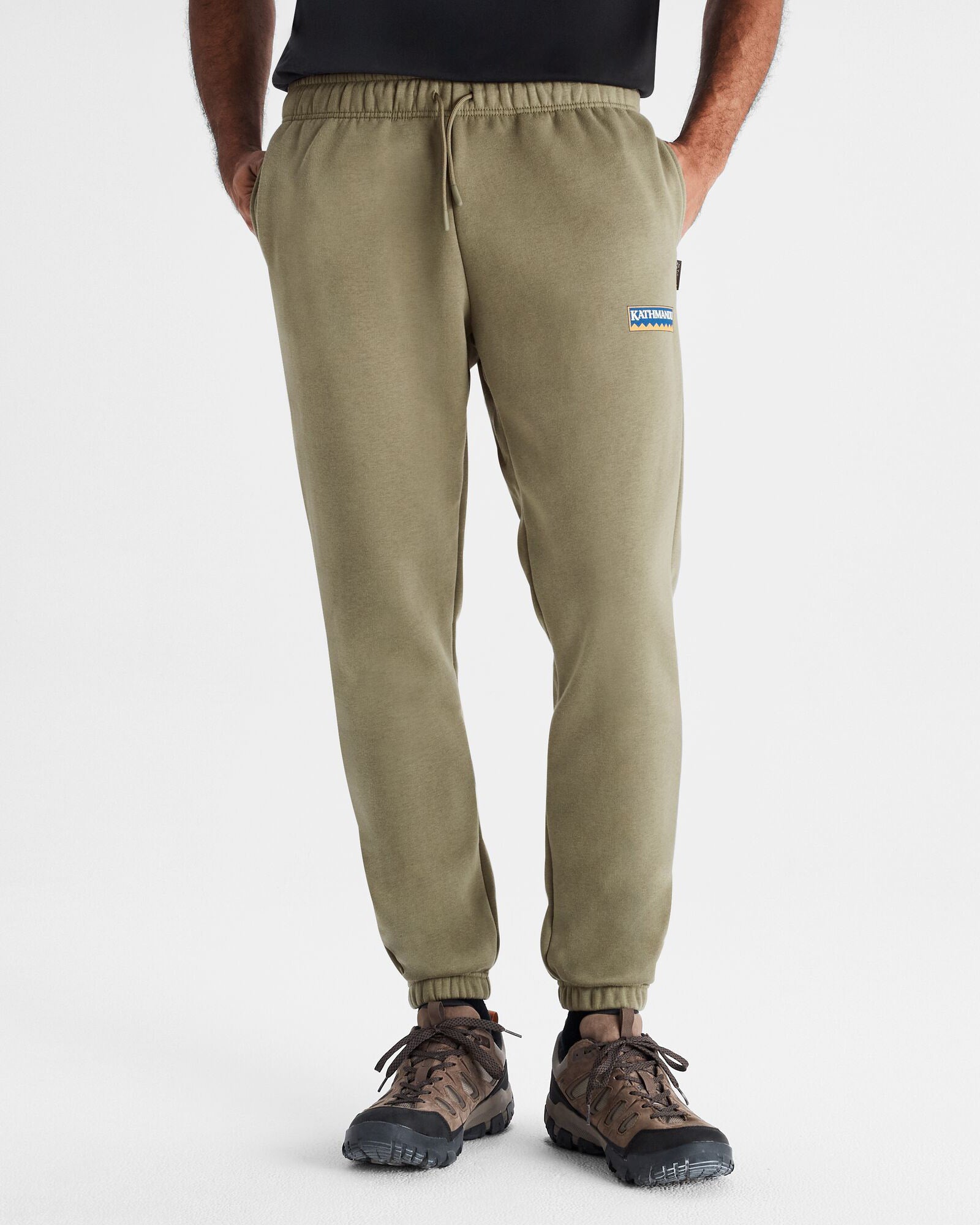 Men's Kathmandu Heritage Logo Slouchy Joggers - Comfortable Casual Pants for Lounge & Travel - Beech Color