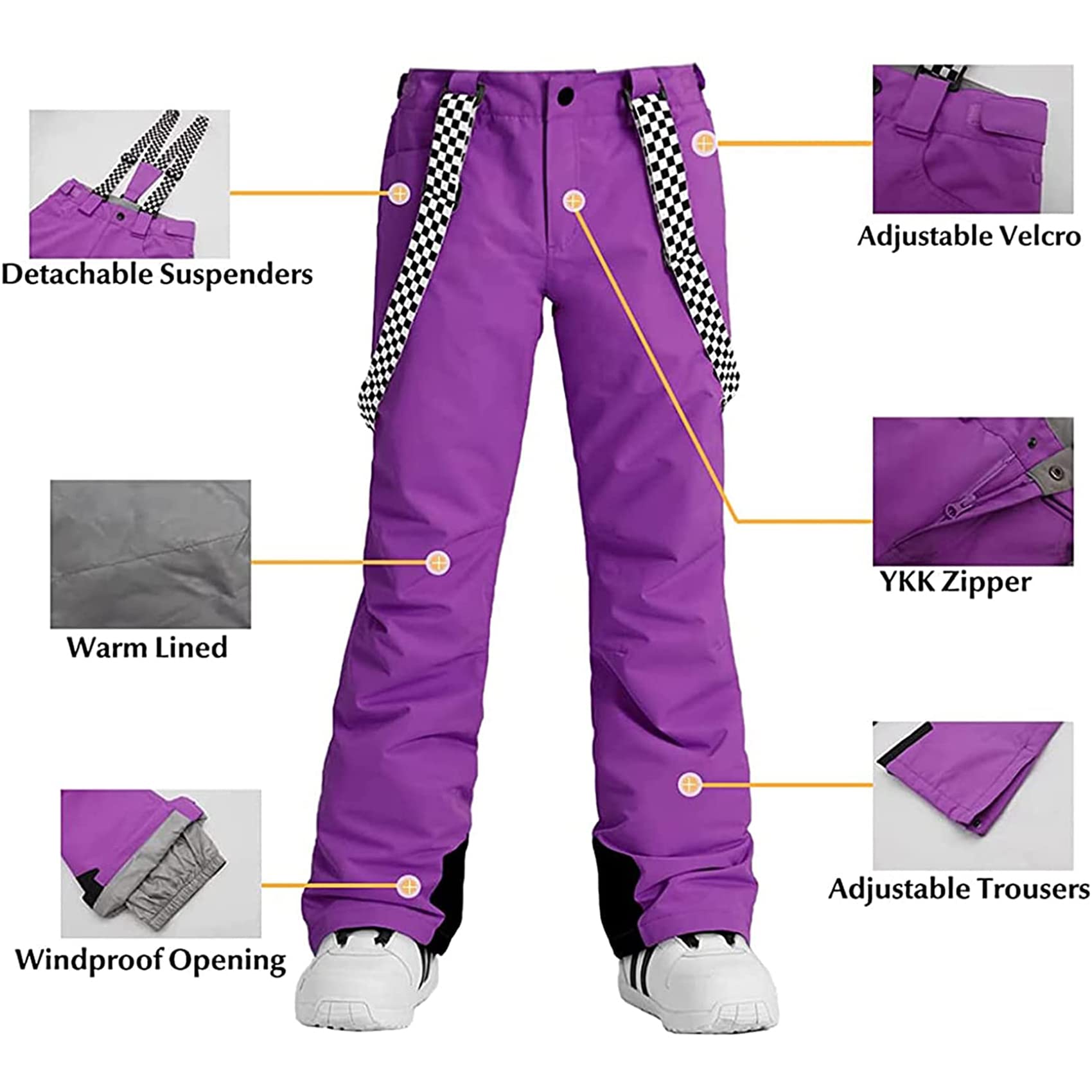 IMPHUT Women's Waterproof Ski Pants - Winter Snowboard Bib Overalls for Skiing, Snowboarding & Hiking - Thermal Insulated Snow Pants for Cold Weather Outdoor Activities