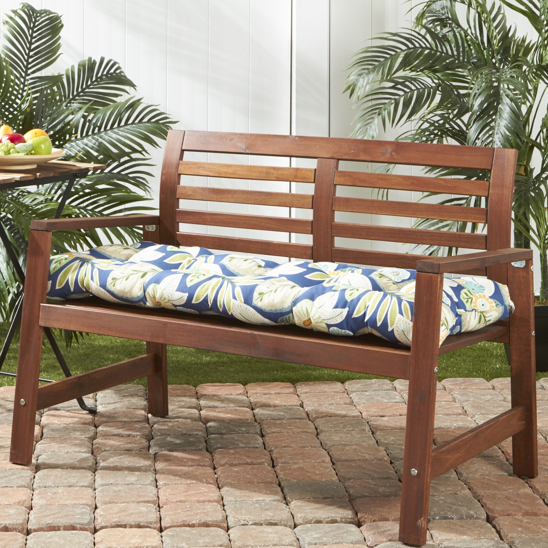 Greendale Home Fashions 51x18-inch Outdoor Bench Cushion - Water-Resistant Magnolia Floral Design - Perfect for Patio, Deck, Garden & Porch Seating