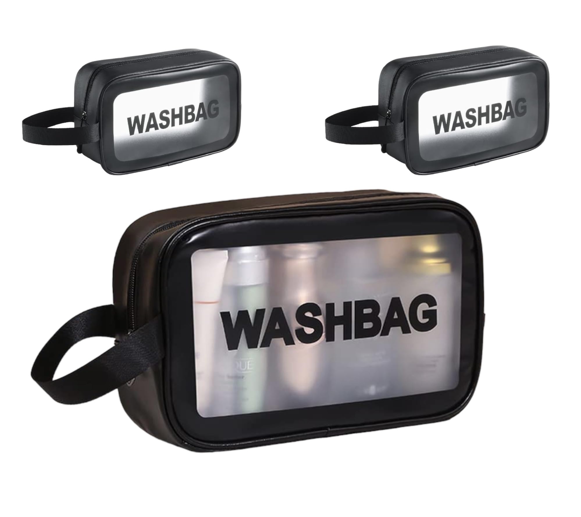 Portable Zipper Makeup Bag Organizer - Travel Cosmetic Pouch for Women & Girls (Black, 10cm) | Compact Washable Storage Case for Toiletries, Cosmetics & Travel Essentials