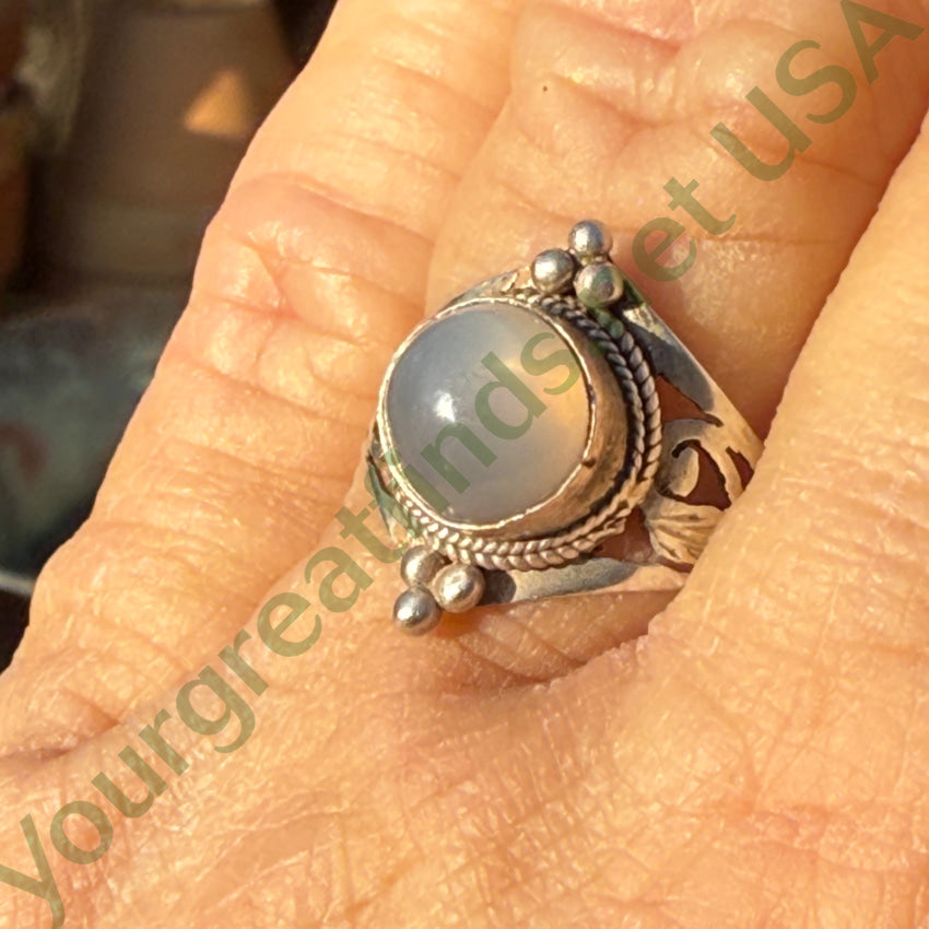 Authentic Sterling Silver Star Moonstone Ring - Size 7.75 - Elegant Boho Jewelry for Women - Perfect for Weddings, Gifts & Everyday Wear