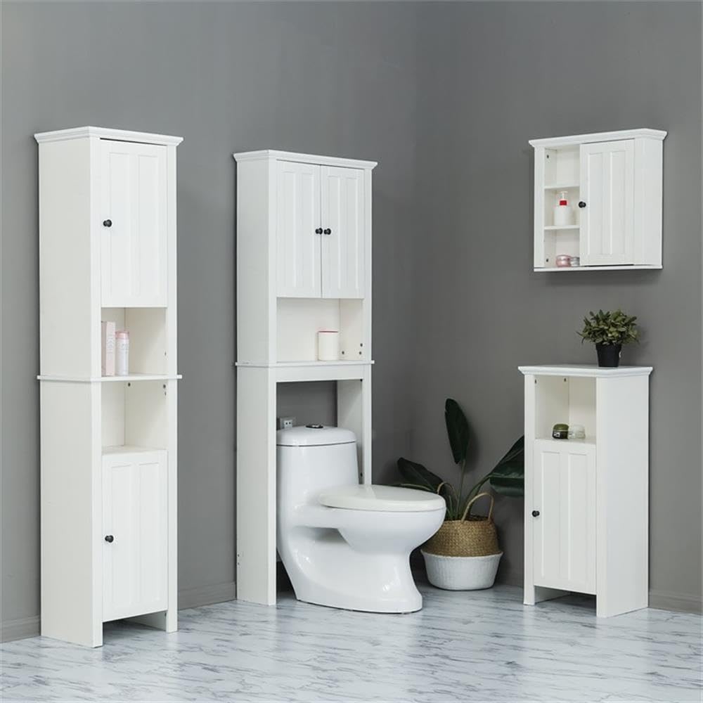 Winsome House White Wood Tall Bathroom Storage Cabinet - Perfect for Organizing Towels, Toiletries & Bathroom Essentials in Modern Homes