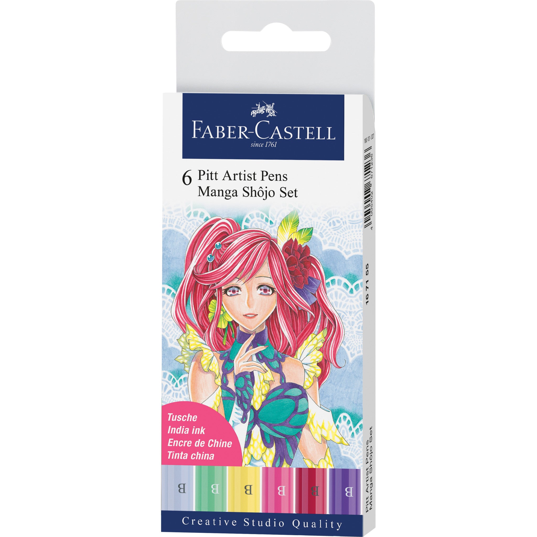 Pitt Artist Pen Manga Shojo Set - Wallet of 6 Fineliner Markers (#167155) for Anime Drawing, Manga Art & Illustration