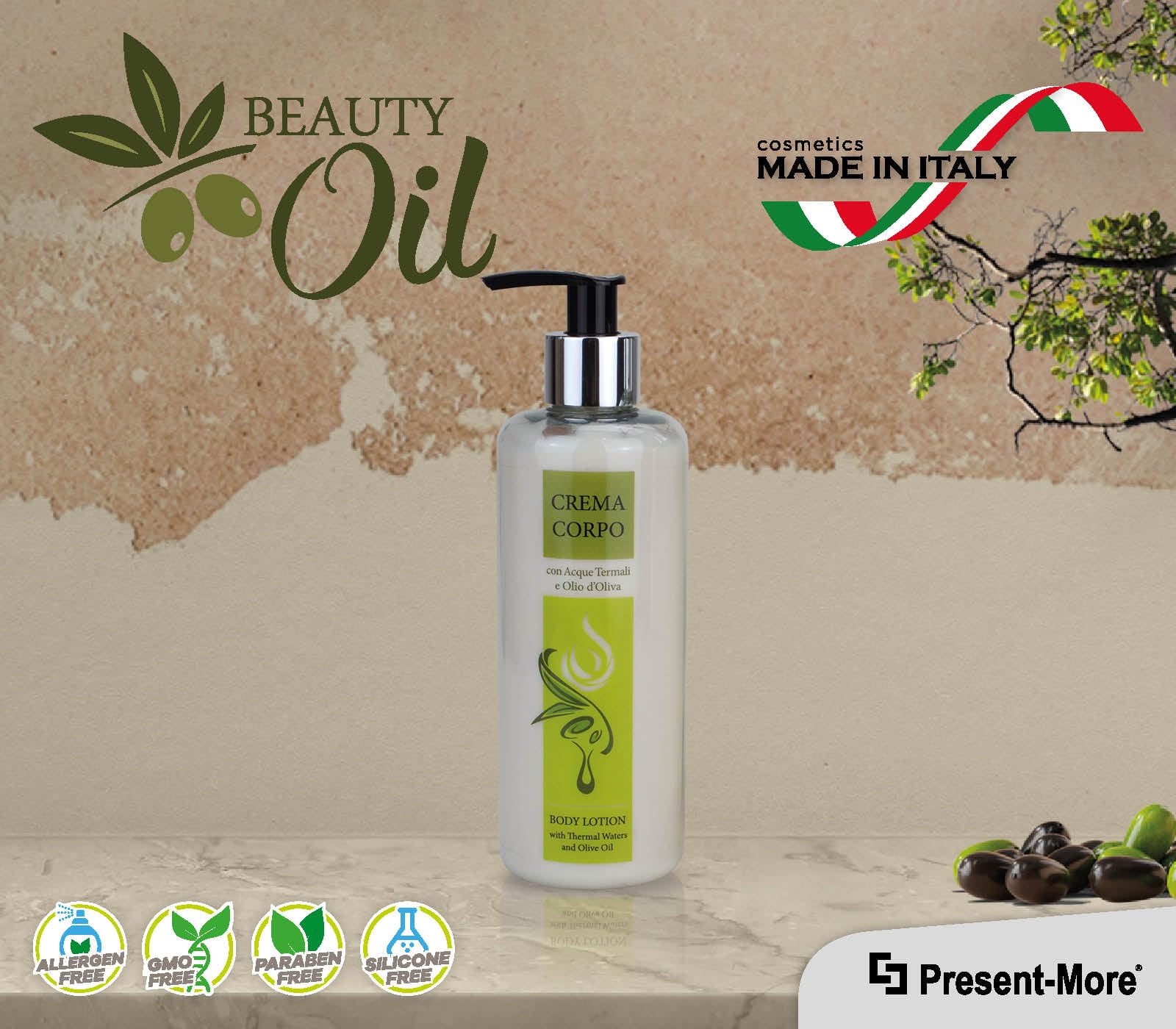 Present-More 300ml Moisturizing Body Lotion with Tahitian Scent - Hypoallergenic Beauty Oil for Dry Skin | 15-Pack Hotel & B&B Bulk Supplies | Perfect for Spa, Travel & Gift Sets