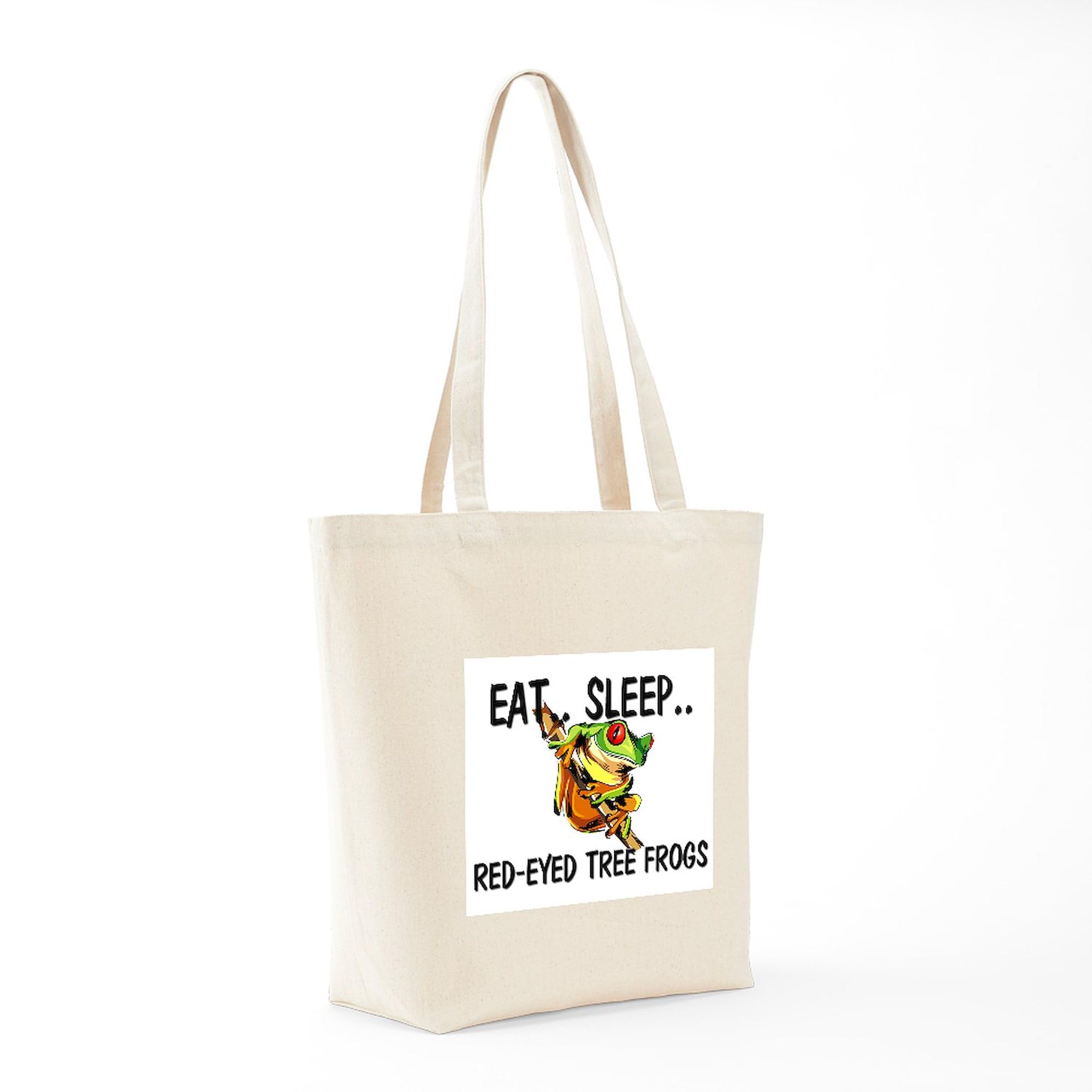 Eat Sleep Red Eyed Tree Frogs Tote Bag - Natural Canvas Reusable Shopping Bag for Groceries, Beach & Eco-Friendly Lifestyle