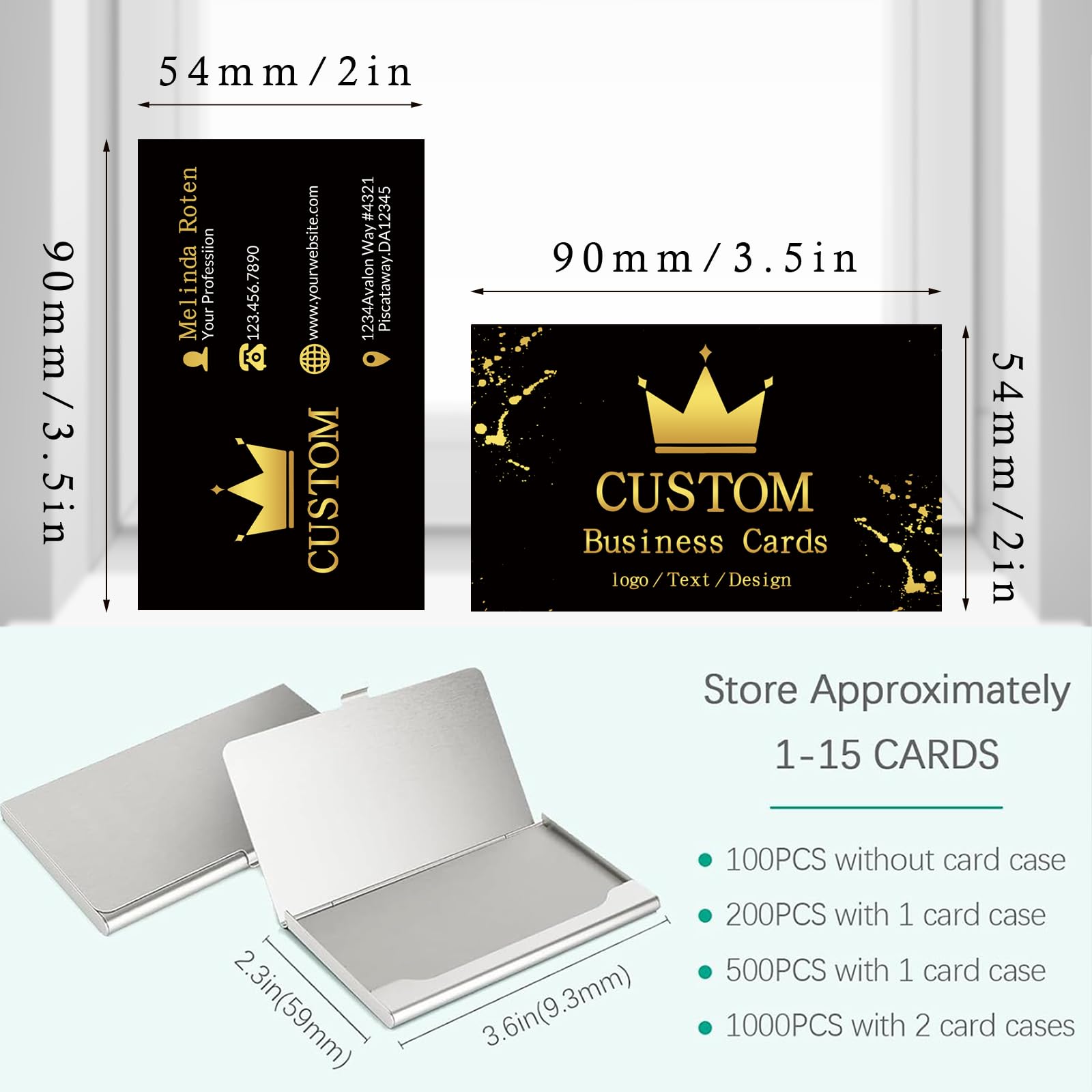 Custom Business Cards with Logo - Personalized & Printable Double-Sided Waterproof Design - 100/200/500/1000 Quantity Options for Small Business - Perfect for Networking, Branding & Professional Marketing