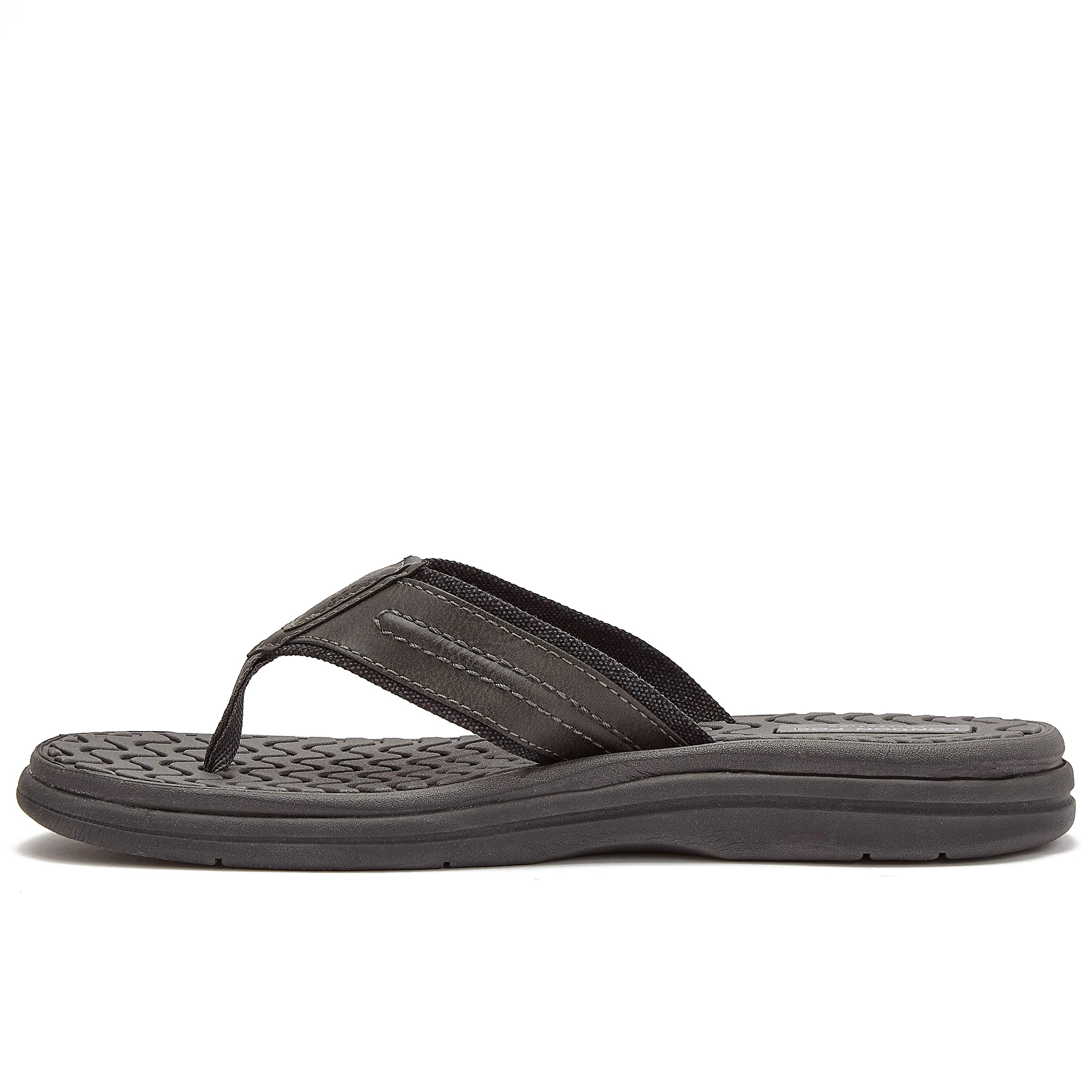LONDON FOG Anthony Men's Thong Sandals - Athletic Flip Flops for Men Size 7-13 (Black, Grey, Brown) - Comfortable Beach & Pool Slides for Summer Outdoor Activities