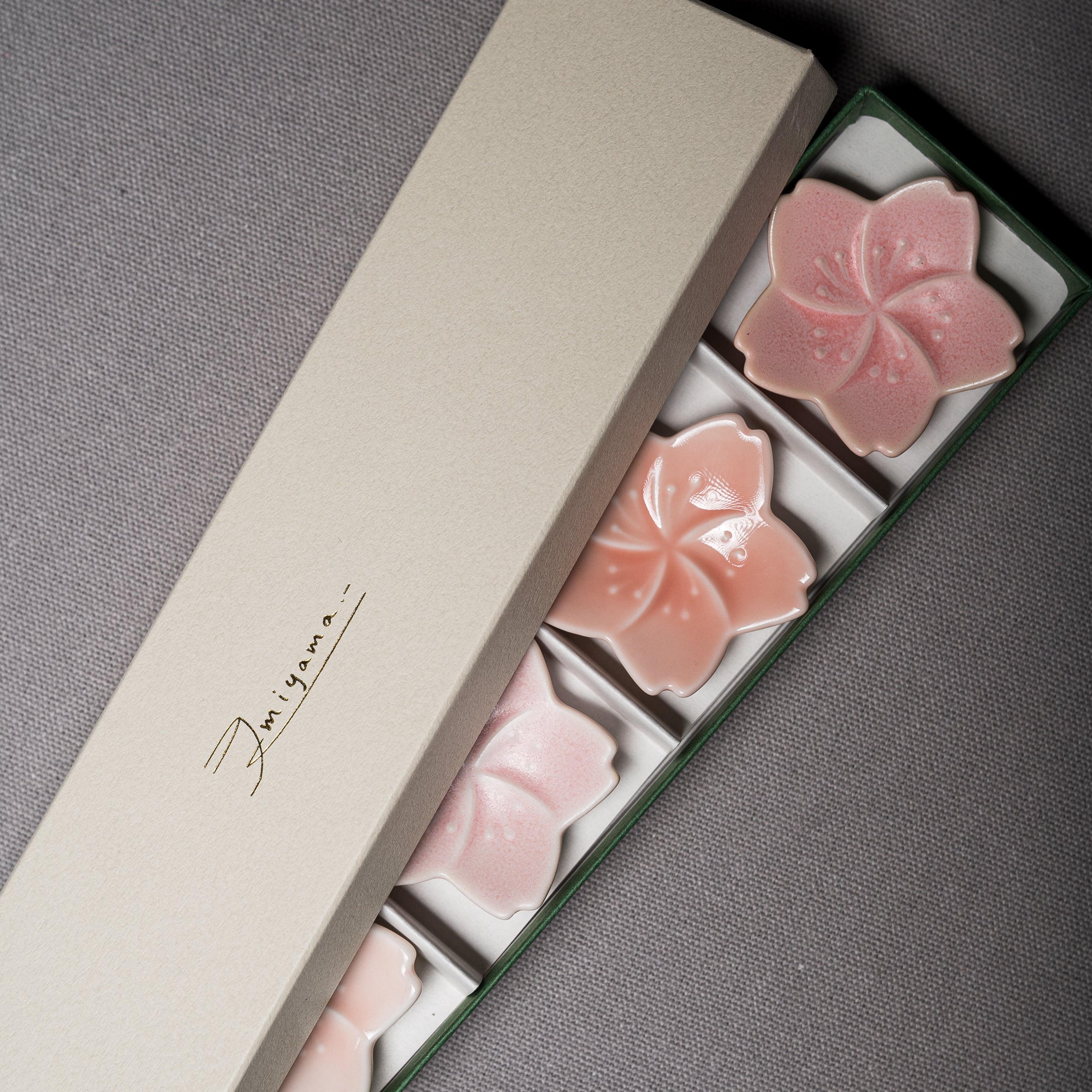 Sakura 5-Piece Chopstick Rest Set - Japanese Cherry Blossom Ceramic Utensil Holder - Elegant Tableware Gift for Sushi, Asian Dining & Home Decor