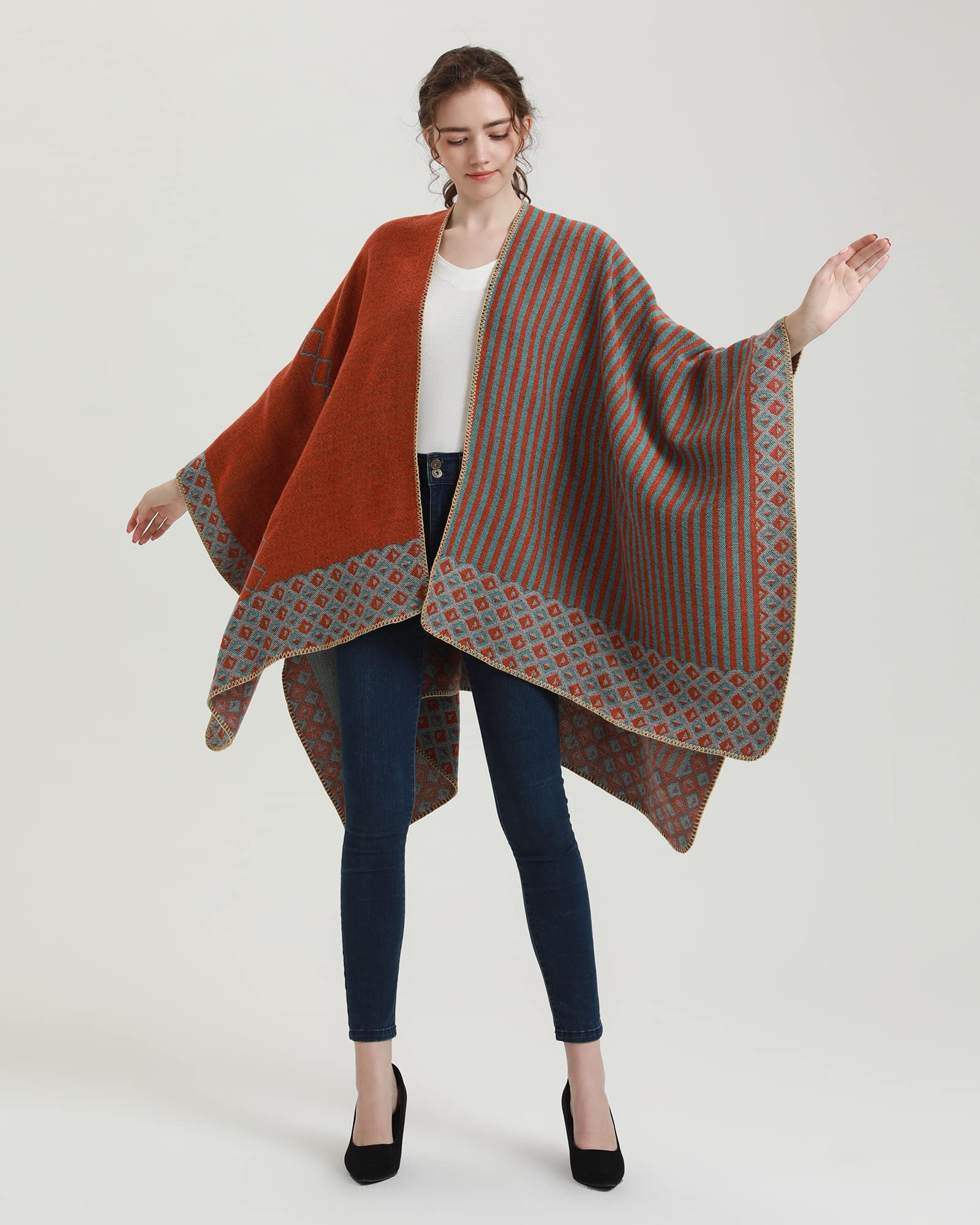 Lacavocor Women's Winter Shawl Wrap Cape - Cozy Open Front Poncho Cardigan Sweater for Cold Weather | Perfect for Office, Travel & Outdoor Activities