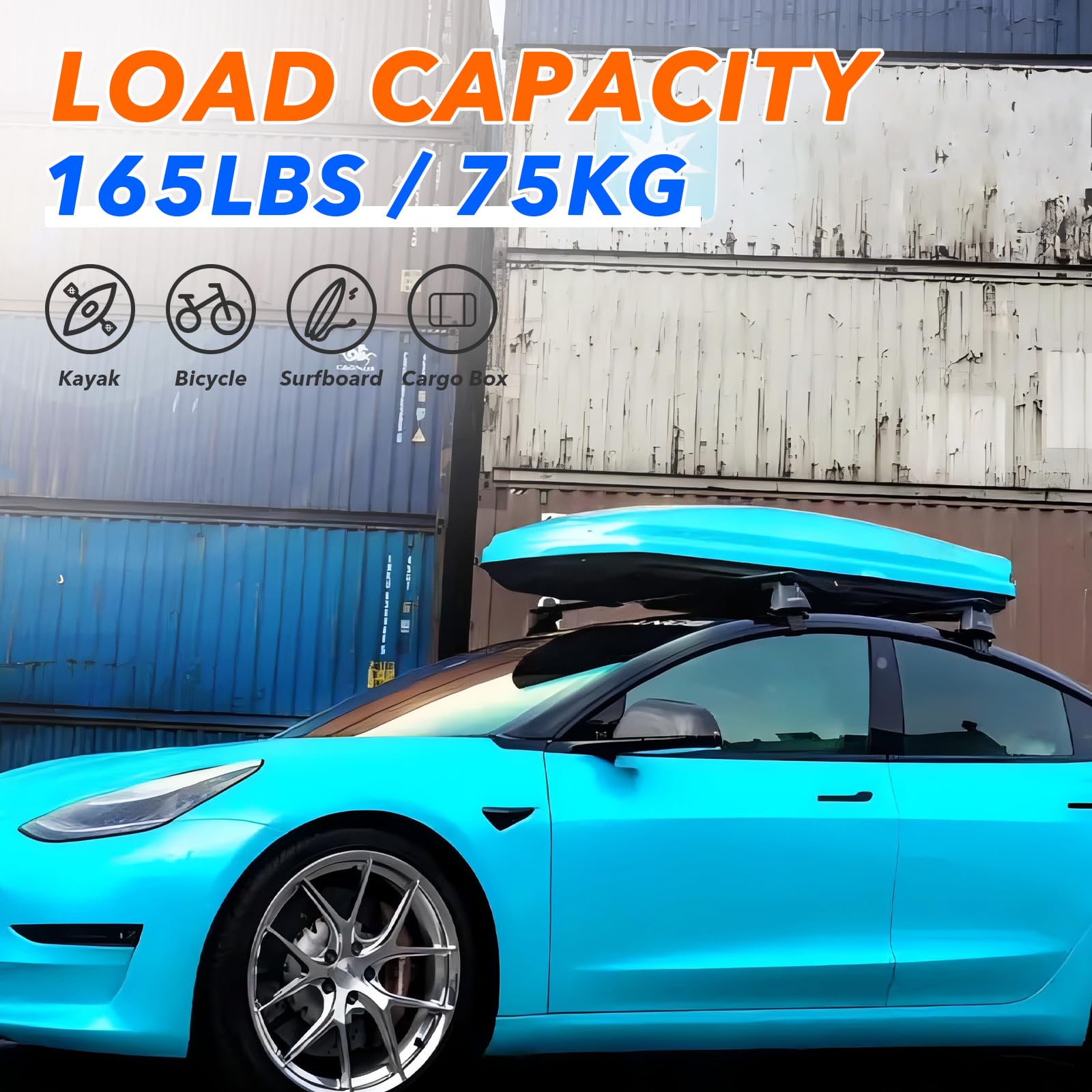 Universal Roof Rack Cross Bars for Tesla Model 3 (2017-2023) - Heavy Duty Aluminum Cargo Carrier for Kayak, Canoe, Bike, Ski & Luggage | Perfect for Road Trips, Camping & Outdoor Adventures