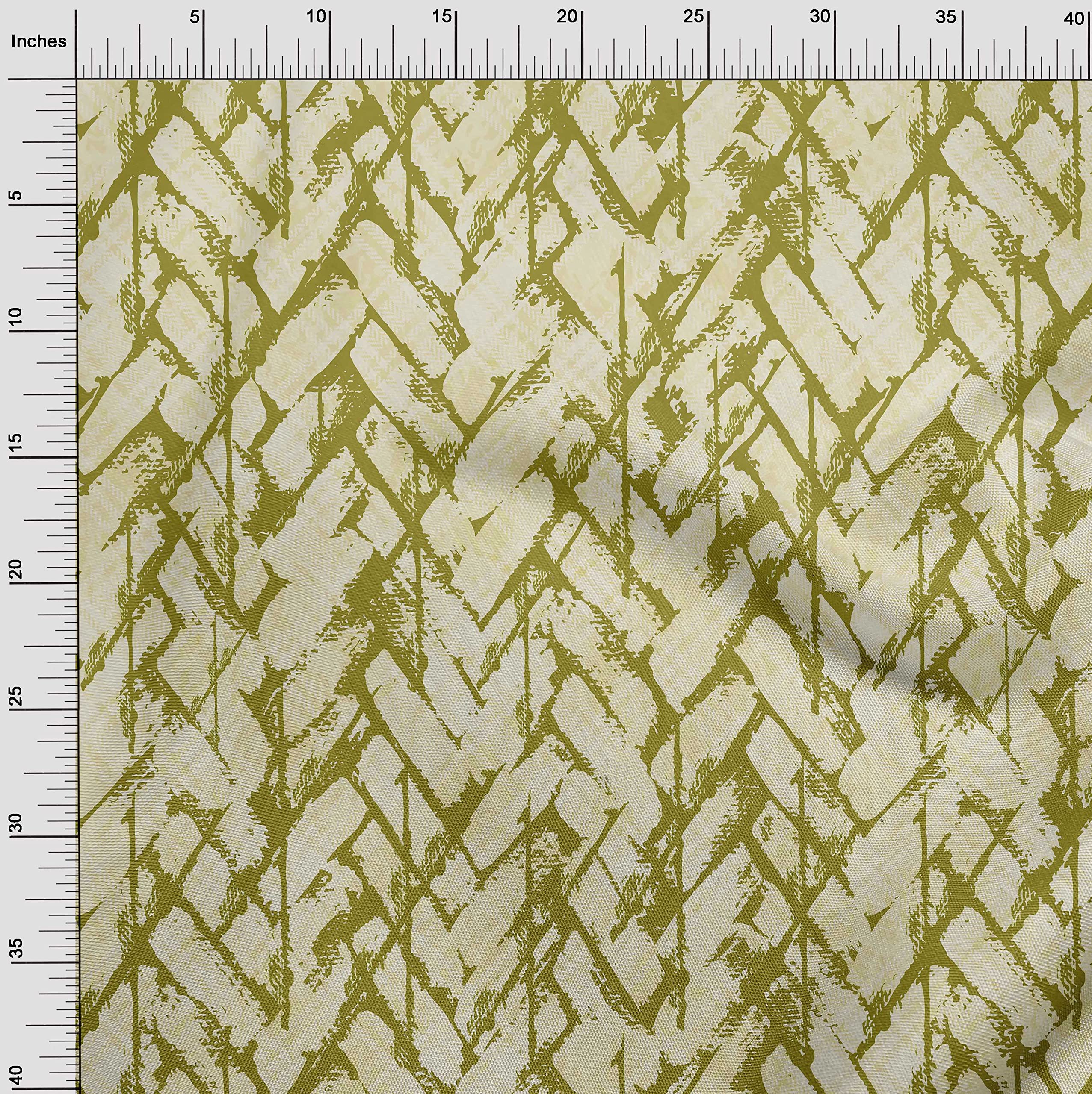 oneOone Rayon Lime Green Brush Stroke Printed Fabric - 56 Inch Wide Sewing Material for DIY Clothing, Dresses & Home Decor | Premium Quality by The Yard