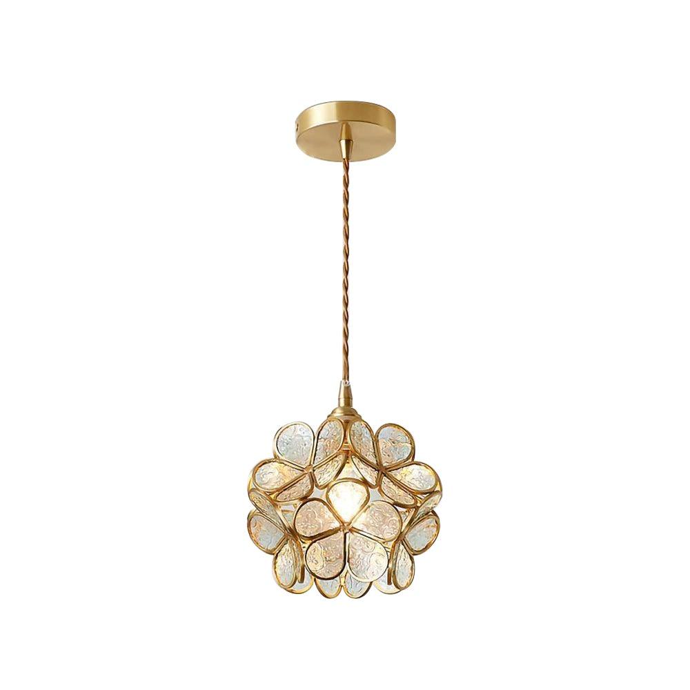 Modern Glass Petal Pendant Light - Elegant Floral Ceiling Lighting Fixture for Dining Room, Kitchen Island & Bedroom Decor