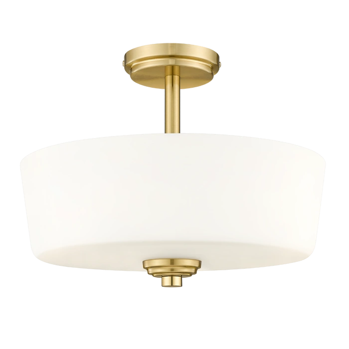 Aspen 3Lt Semi Flush Mount Ceiling Light Fixture in Black/Brass Finish - Perfect for Bedroom, Living Room & Hallway Lighting