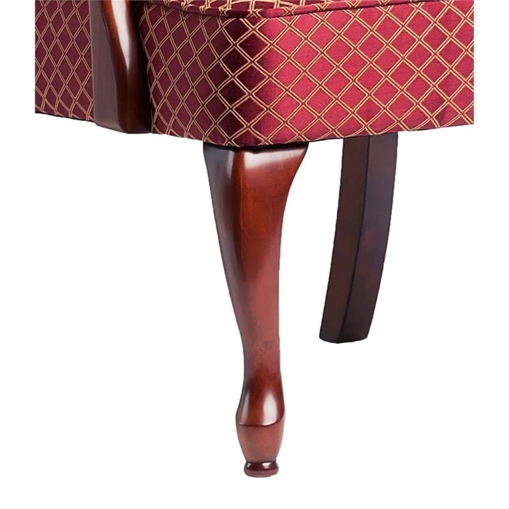 Red Derby High Back Accent Chair - Upholstered Living Room Lounge Chair with Wooden Legs, Mid-Century Modern Design for Home Office, Bedroom or Reading Nook