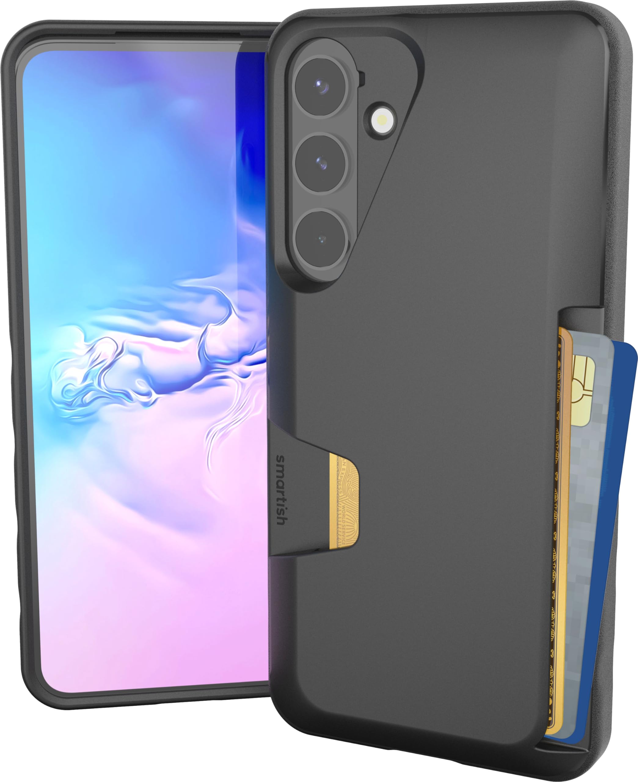 Smartish Galaxy S24 Plus Wallet Case - Slim Protective Credit Card Holder with Hidden Slot | Drop Tested | Compatible with Samsung Galaxy S24+ | Black Tie Affair | Perfect for Business Travel & Everyday Use