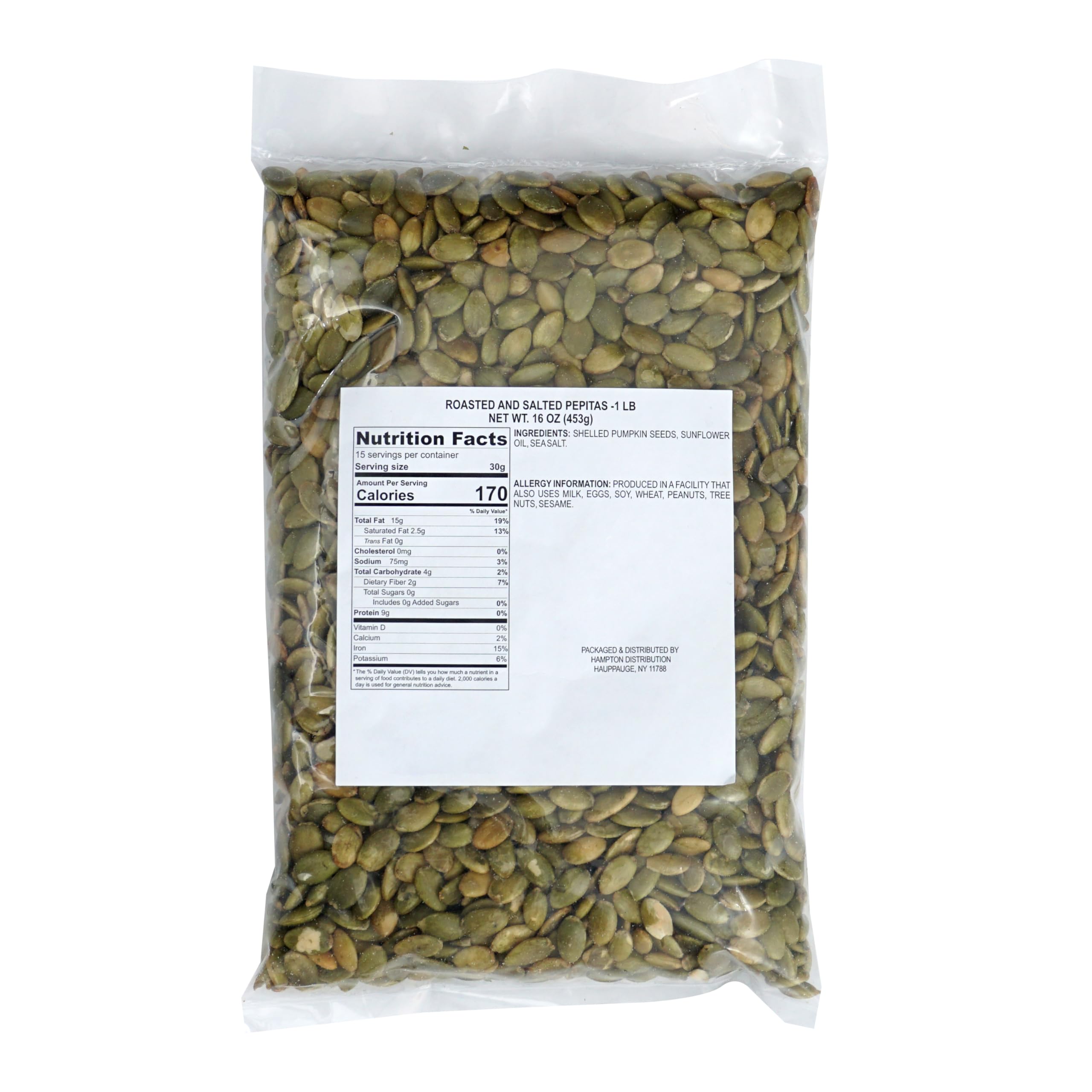 Organic Roasted & Salted Pumpkin Seeds (Pepitas) - 1 Pound (16 oz) Bulk Bag - Shell-Free, High Protein Snack for Salads, Trail Mix & Healthy Eating