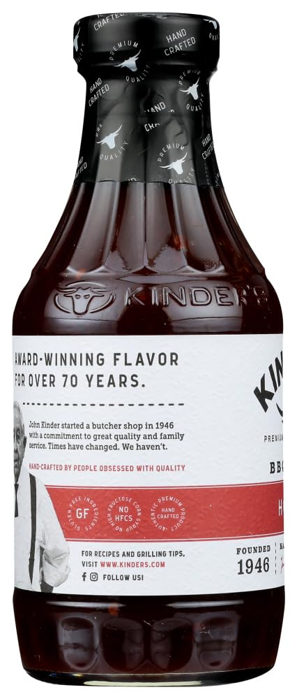 Kinder's Hot BBQ Sauce 20.5 oz (6-Pack) - Bold & Spicy Glaze for Grilling, Smoking, and Dipping - Perfect for Ribs, Wings, and Burgers
