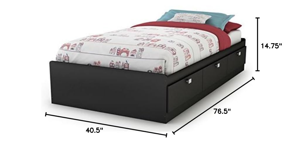 Rosebery Full Size Kids Platform Bed with 3 Drawers & Wood Slats - No Box Spring Needed for Cozy Bedrooms
