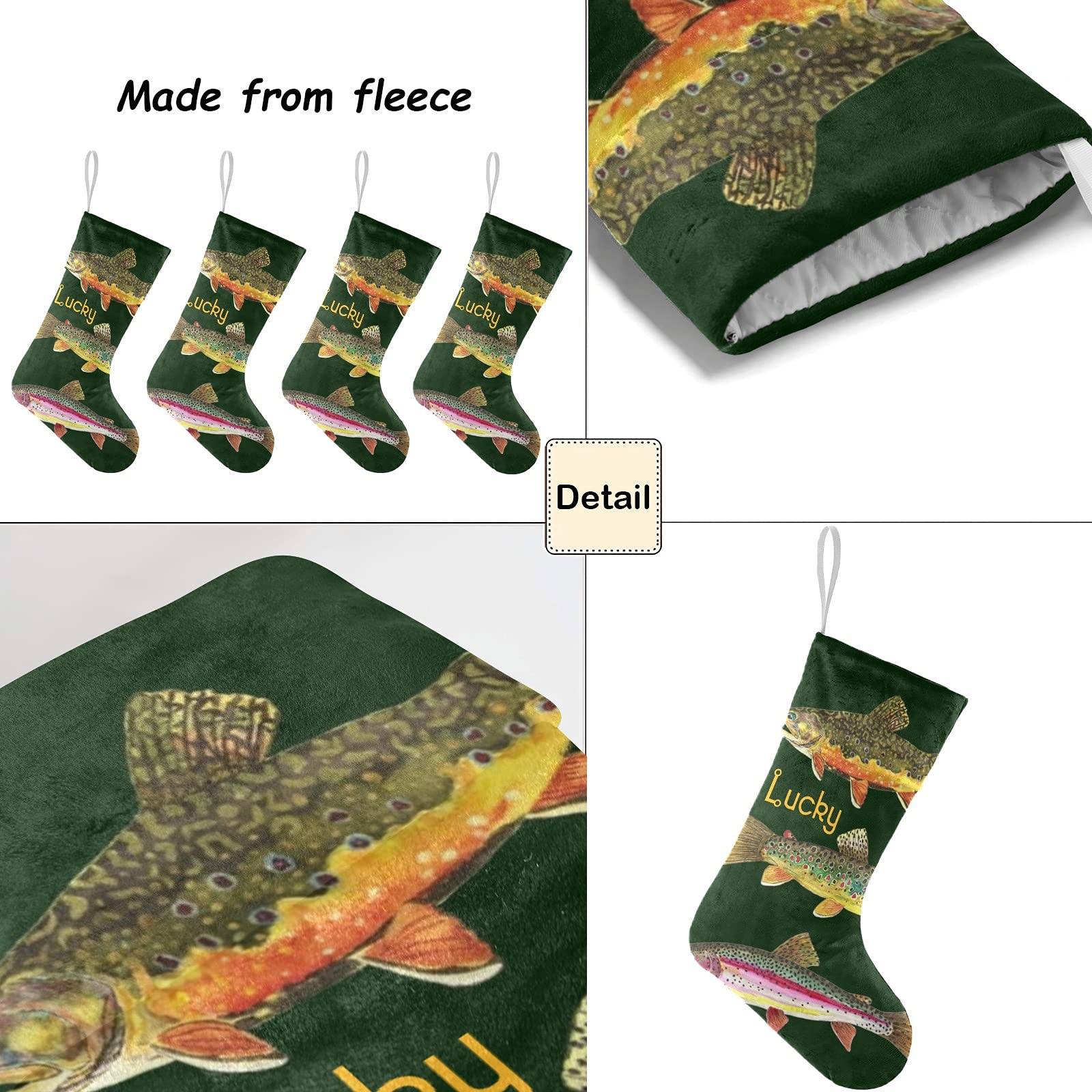 Custom Personalized Animal Fish Christmas Stockings with Name - Holiday Decor for Family, Kids & Pets - 17.52 x 7.87 Inch - Perfect for Fireplace Mantel, Gift Exchange & Festive Home Decor