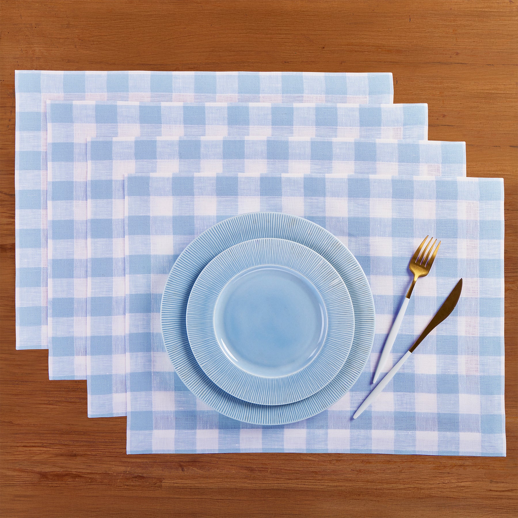 Morgan Check Placemats Set of 4 - Premium Cotton Table Mats for Dining, Kitchen & Holiday Decor - Washable & Durable Place Settings for Everyday Use & Special Occasions