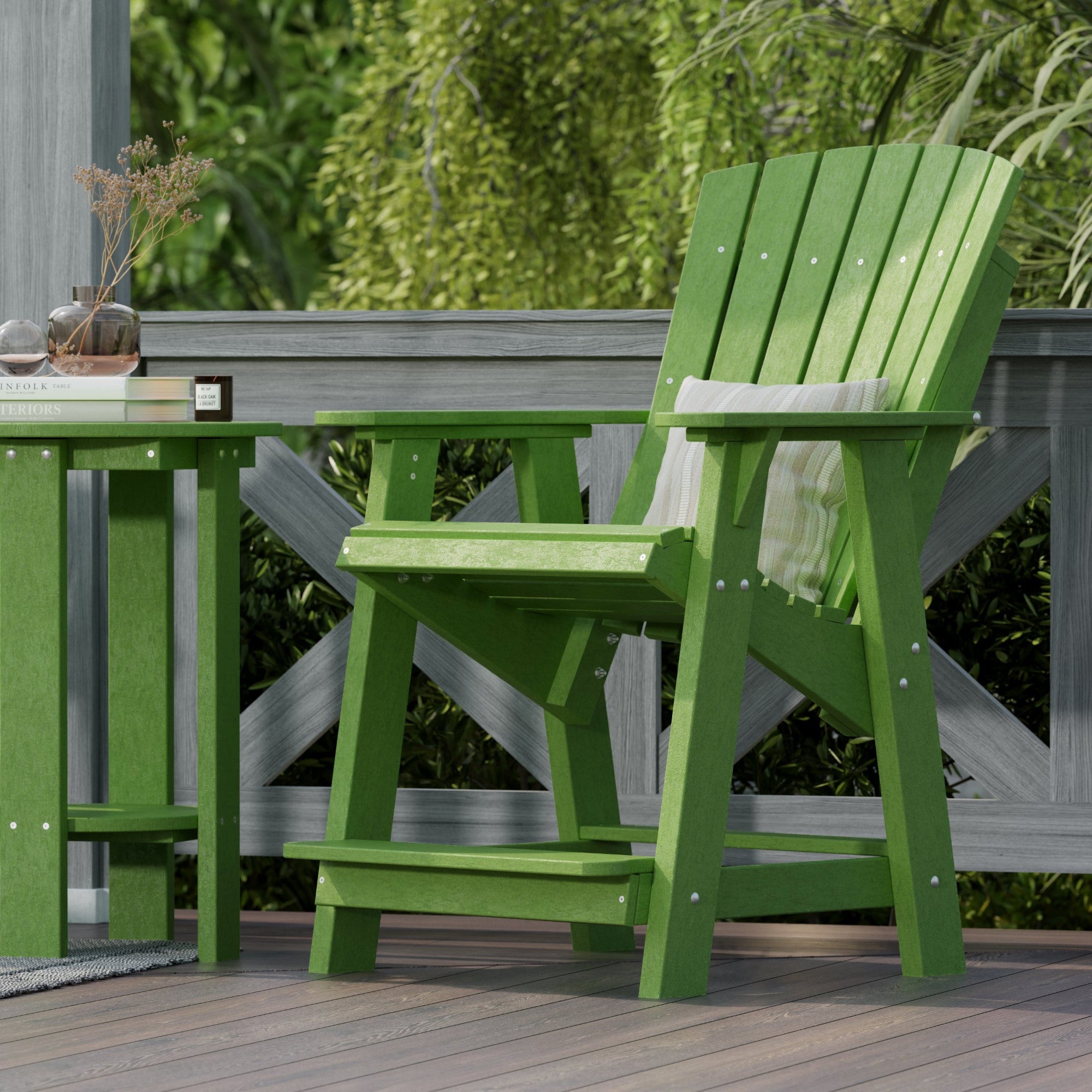 Premium Heritage High Adirondack Chair - Solid Wood Outdoor Patio Furniture for Garden, Deck, Poolside & Backyard Relaxation