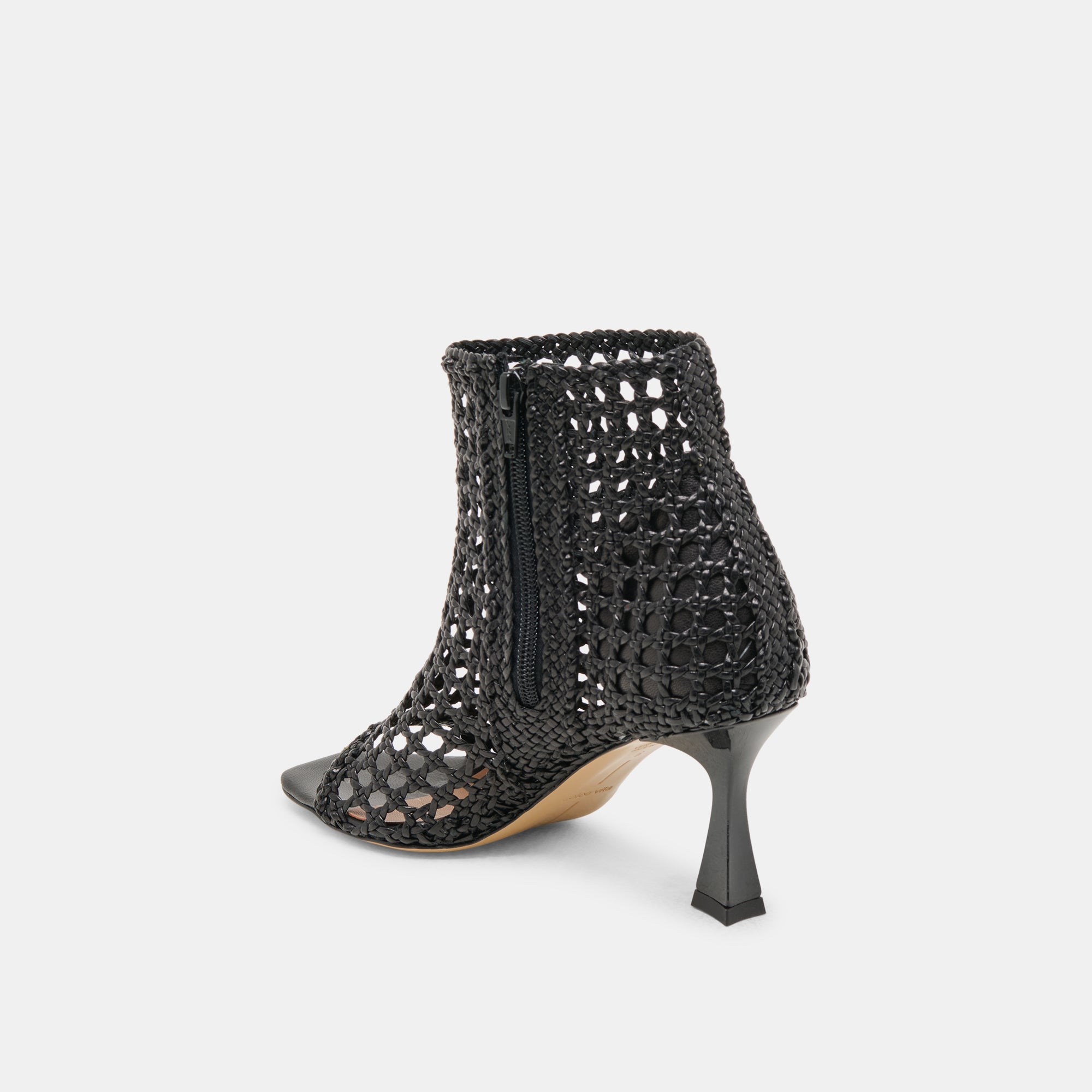 QUIN Black Woven Leather Heels for Women - Stylish High Heel Pumps for Office, Party & Evening Wear