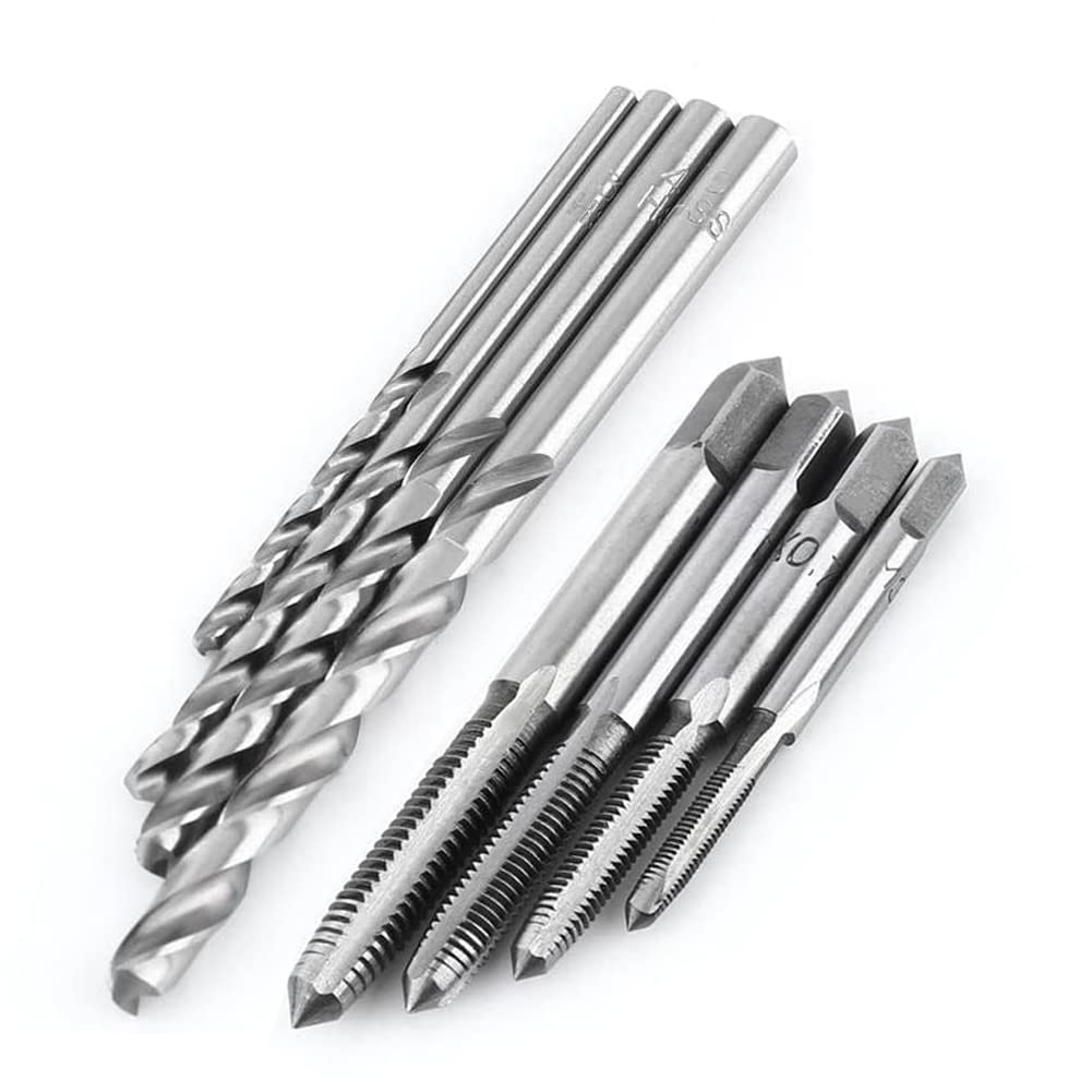 Premium T-Handle Tap Wrench Kit with 5pc M3-M8 Machine Thread Taps & 5pc Twist Drill Bits - Professional Threading Tool Set for Metalworking, DIY Projects, and Home Repairs