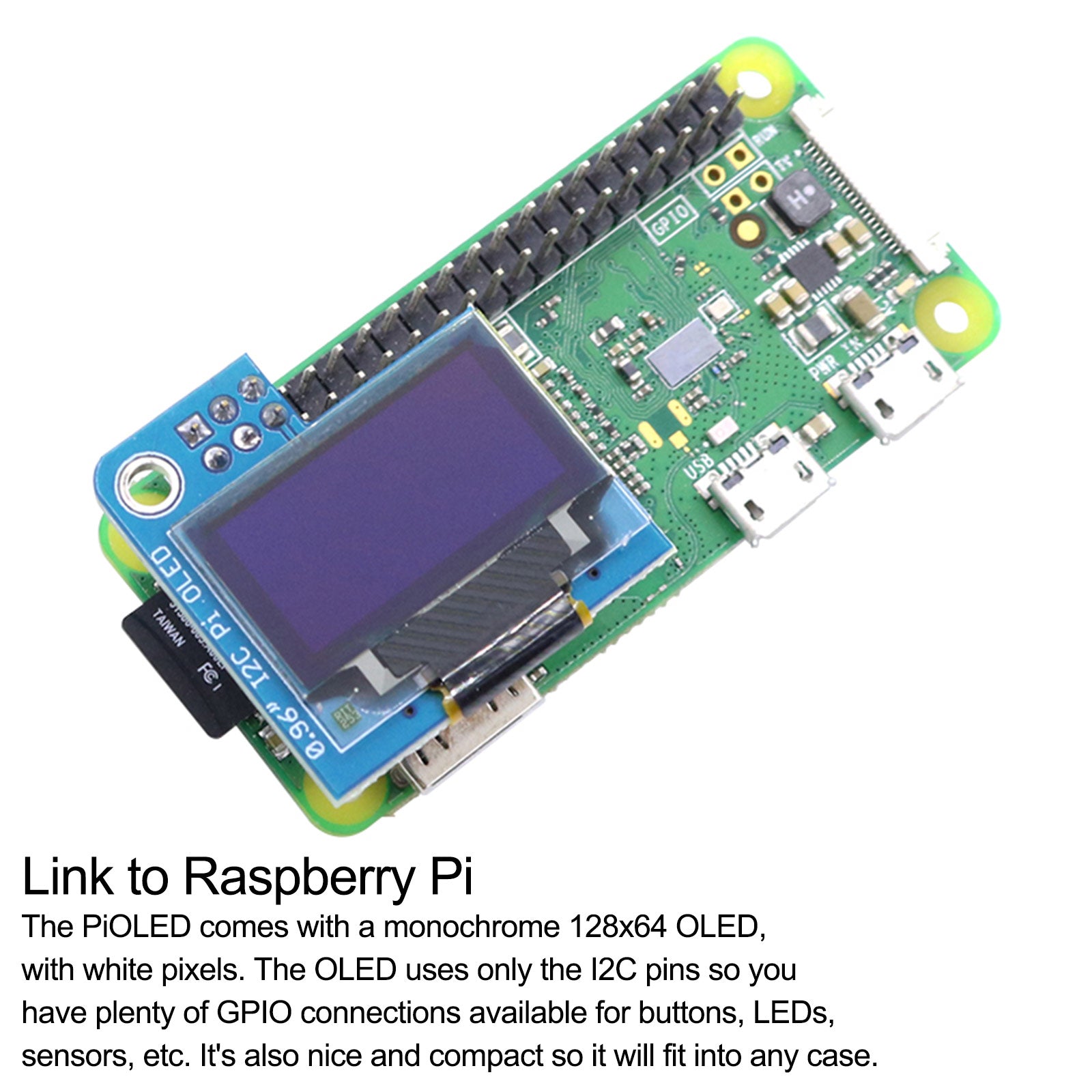 0.96 Inch OLED Display Module 128x64 Resolution - Compatible with Raspberry Pi 4B, 3B, Pi Zero & More - Perfect for DIY Electronics, IoT Projects & Embedded Systems