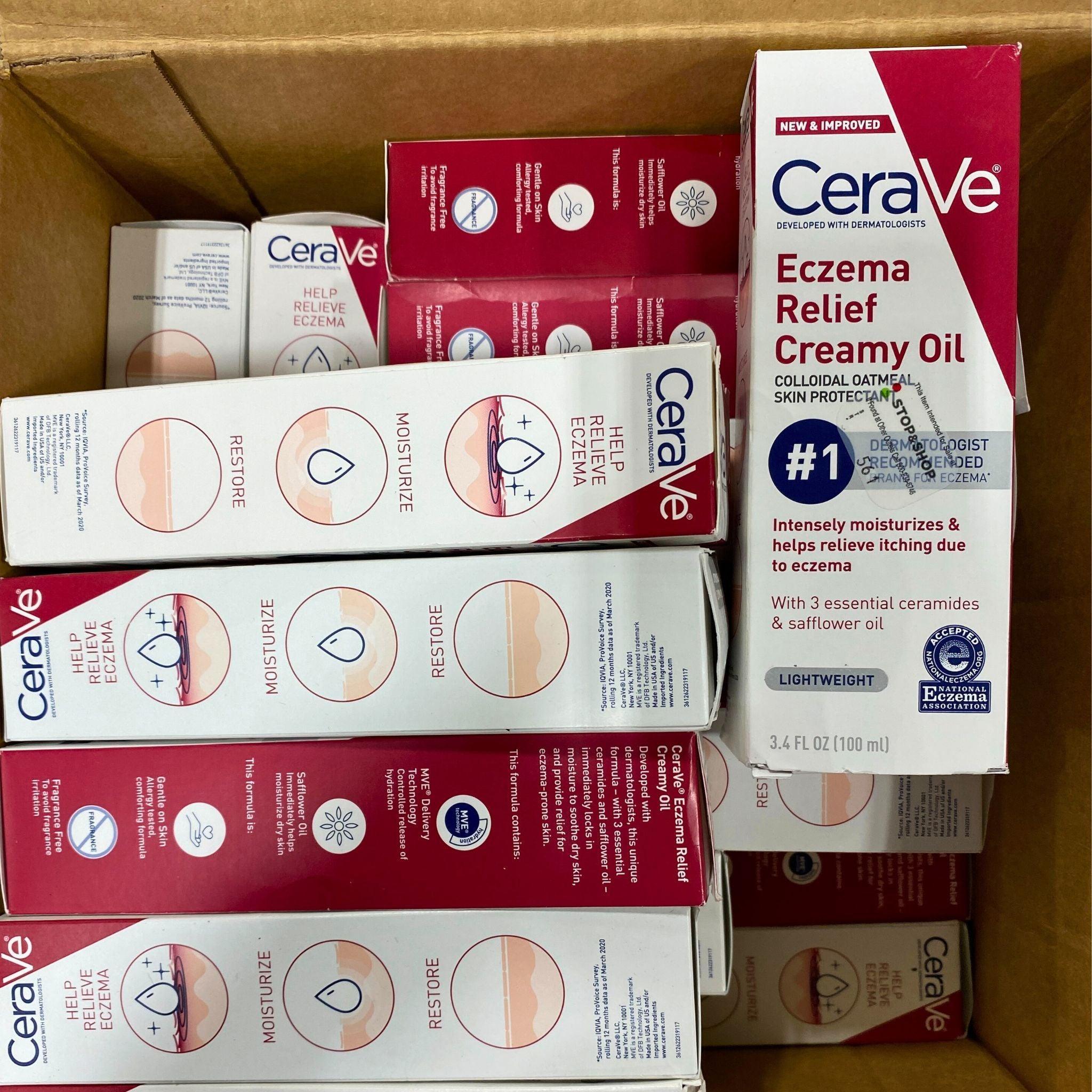 CeraVe Eczema Relief Creamy Oil 3.4oz (50 Pack) - Soothing Moisturizer for Dry, Itchy Skin - Perfect for Daily Use at Home & Travel