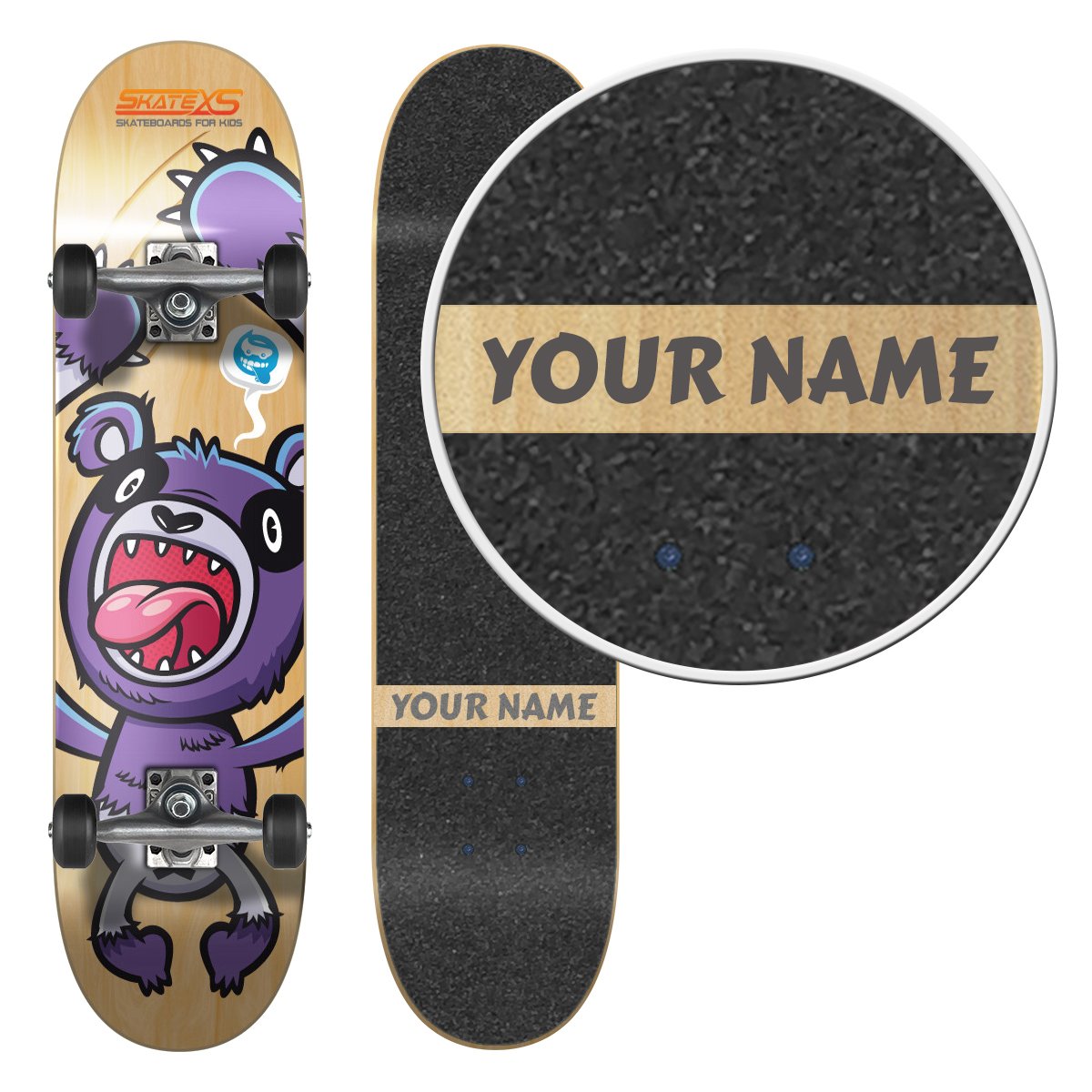 SkateXS Custom Panda Street Skateboard for Kids - Beginner Friendly & Personalized Design - Perfect for Learning, Commuting & Outdoor Fun