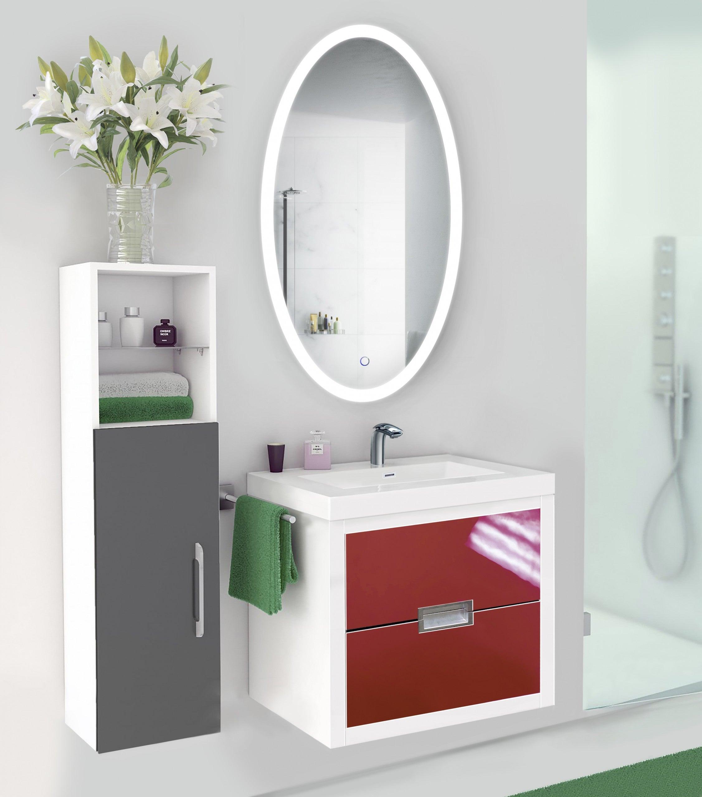 Krugg Sol Oval 24x44 Inch LED Bathroom Mirror with Adjustable Dimmer & Anti-Fog Technology - Perfect for Modern Vanities, Spa-Like Bathrooms & Luxury Home Decor