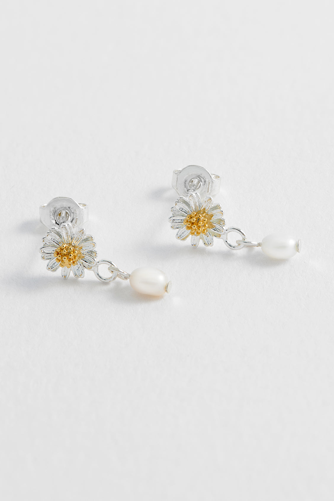 Wildflower Pearl Drop Stud Earrings - Elegant Floral Pearl Dangle Earrings for Women - Perfect for Weddings, Parties & Everyday Wear