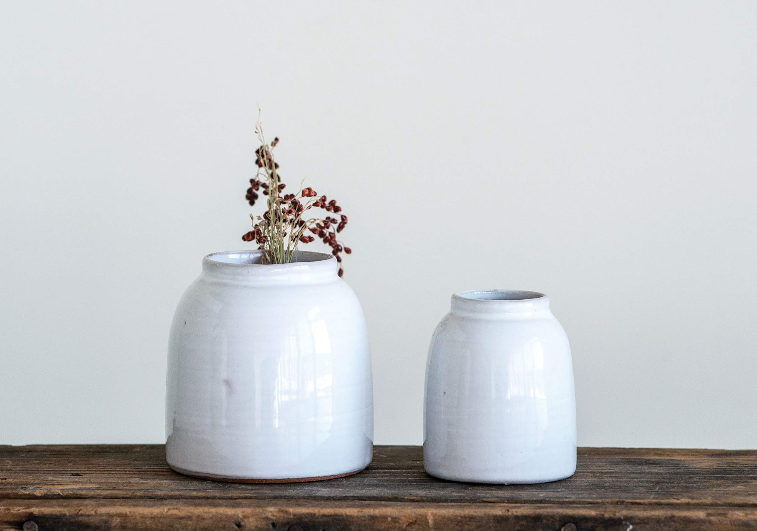 Creative Co-Op White Terracotta Vases Set - 3 Sizes for Home Decor, Wedding Centerpieces & Boho Style Room Accents