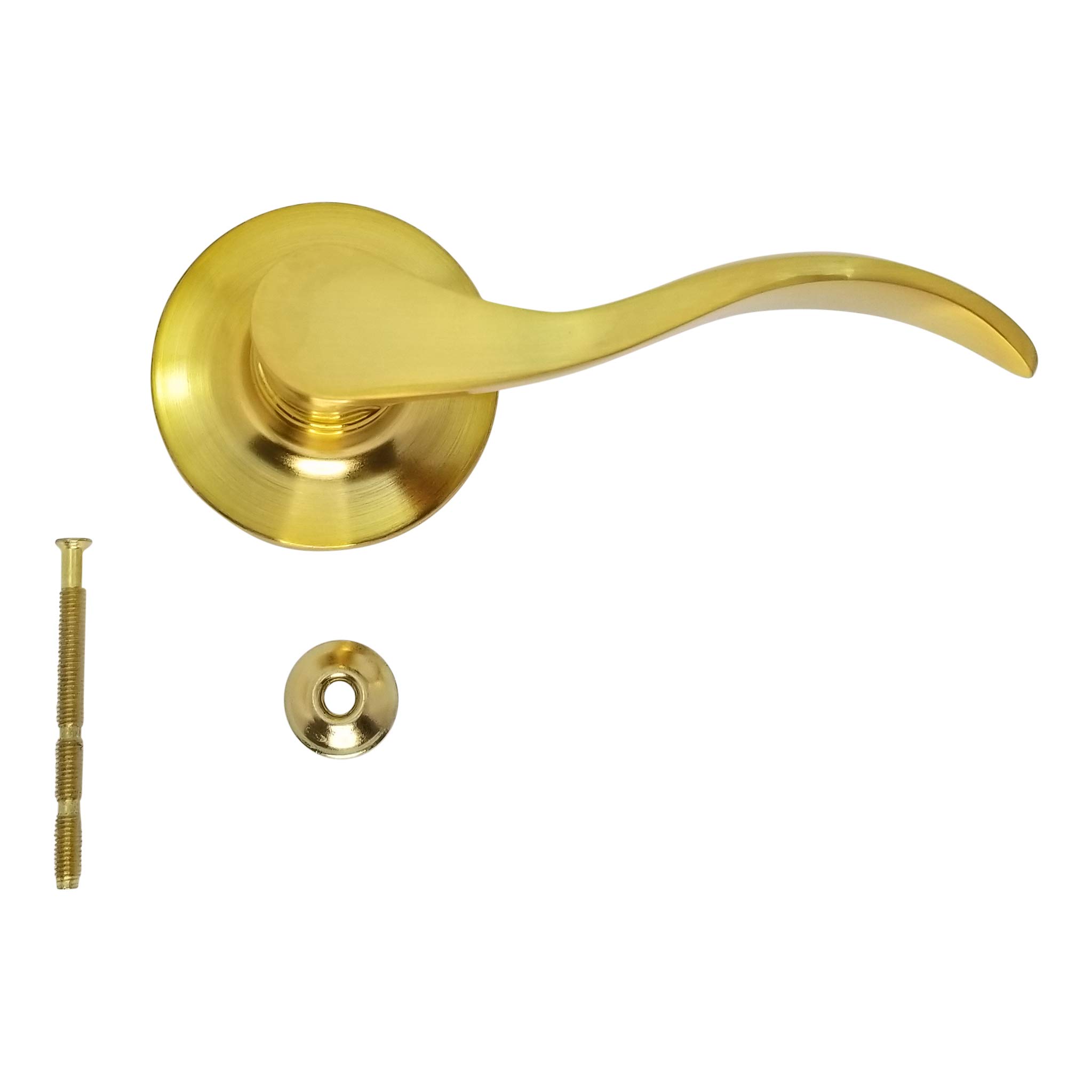 Wave Style Satin Brass Closet Door Lock Lever Handle - Left Hand (LH) - Secure Privacy for Bedrooms, Bathrooms & Home Interiors