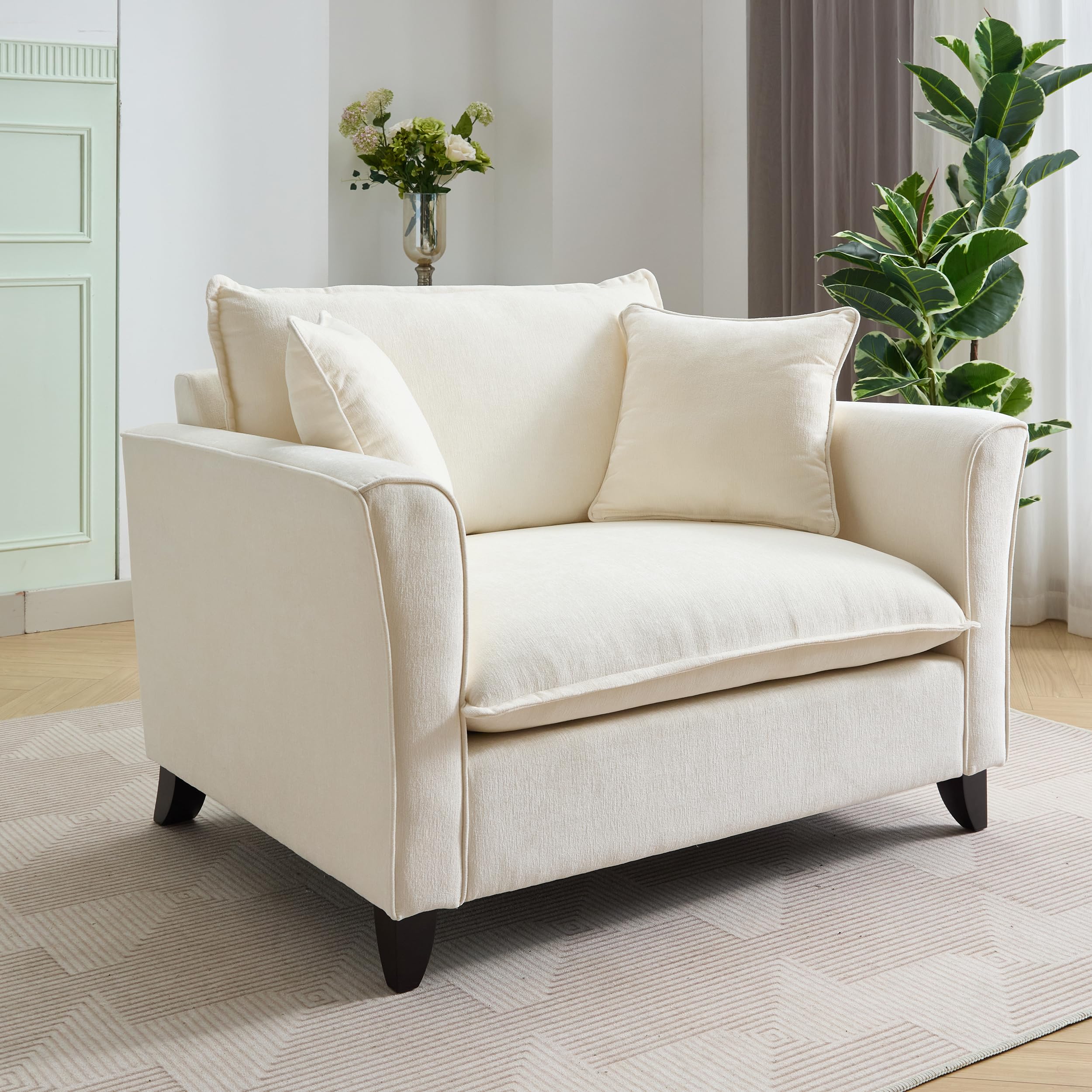 HABITRIO Oversized Chenille Armchair - Comfy Accent Chair for Living Room & Bedroom