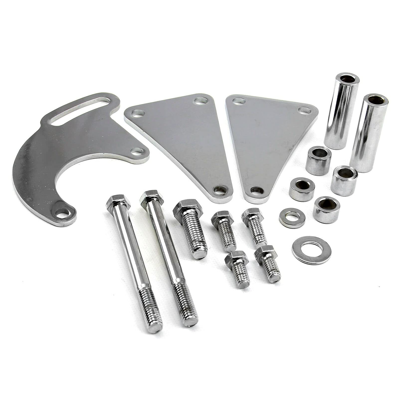 COCOME Long Water Pump LWP Power Steering Bracket Kit - Polished Aluminum for Chevy Small Block Engines - Perfect for Classic Car Restoration & Hot Rod Upgrades