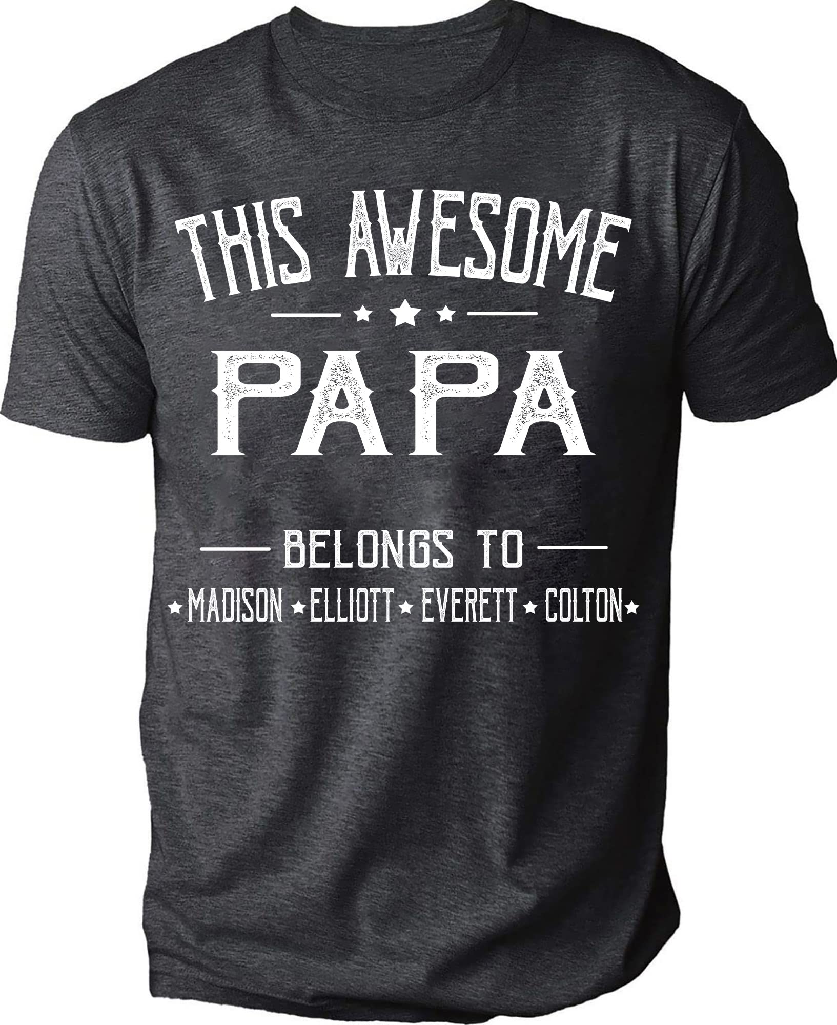Custom Personalized Dad Shirt with Kids Names - Unique Birthday Gift for Grandpa, Papa & Father - Comfortable Men's Graphic Tee for Father's Day, Family Reunions & Special Occasions
