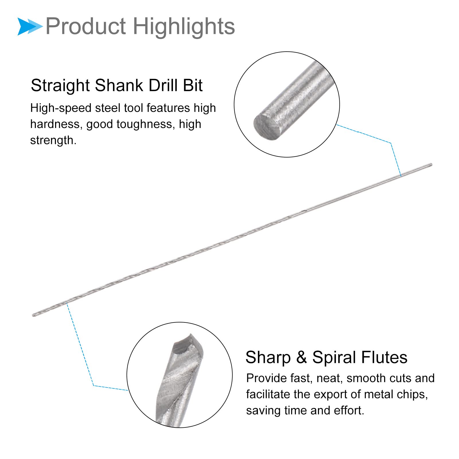 High-Speed Steel Mini Twist Drill Bits Set - 0.7mm Diameter 80mm Length Straight Shank Jobber Drill Bits for Wood, Metal, Aluminum & Plastic (10-Piece) - Perfect for DIY Projects, Jewelry Making & Precision Drilling
