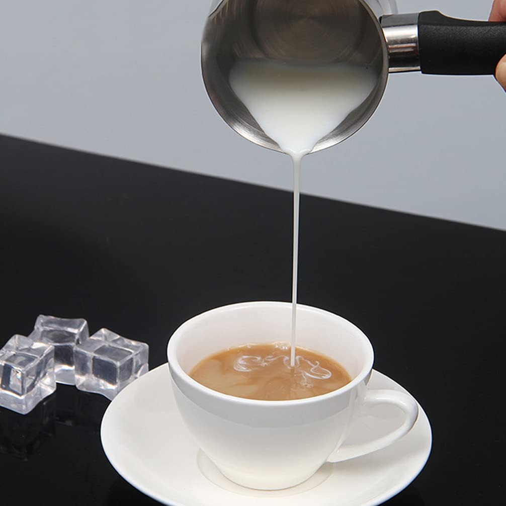Professional Stainless Steel Milk Frothing Pitcher for Latte Art - 12oz Coffee Frother Jug with Handle, Perfect for Cappuccino, Latte, Macchiato & Home Barista Use - Ideal for Coffee Shops, Cafes & DIY Coffee Lovers