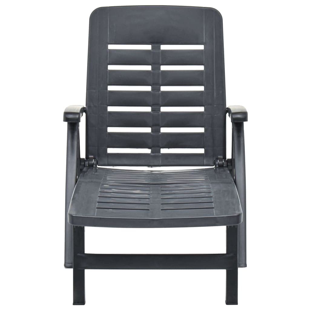 vidaXL Anthracite Plastic Folding Sun Lounger – Weatherproof, Lightweight Outdoor Chaise Lounge for Patio, Garden, Poolside & Beach | Foldable Space-Saving Design | Low Maintenance Durable Furniture for Relaxing in Sun
