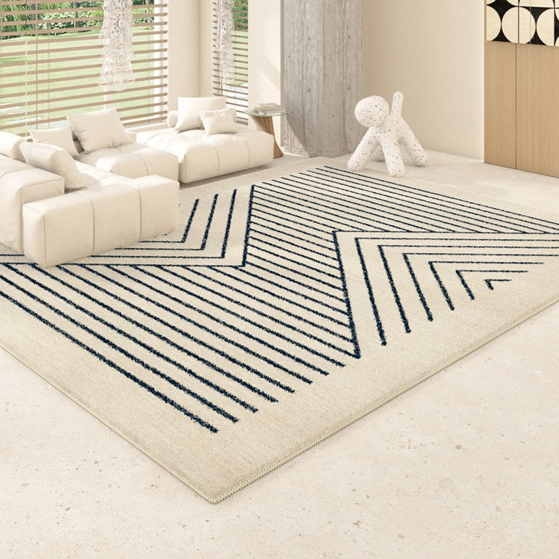 Modern Area Rugs for Living Room & Dining Room - Non-Slip Bohemian Striped Runner Rugs for Bedside & Bathroom - Soft Contemporary Home Decor for Cozy Spaces