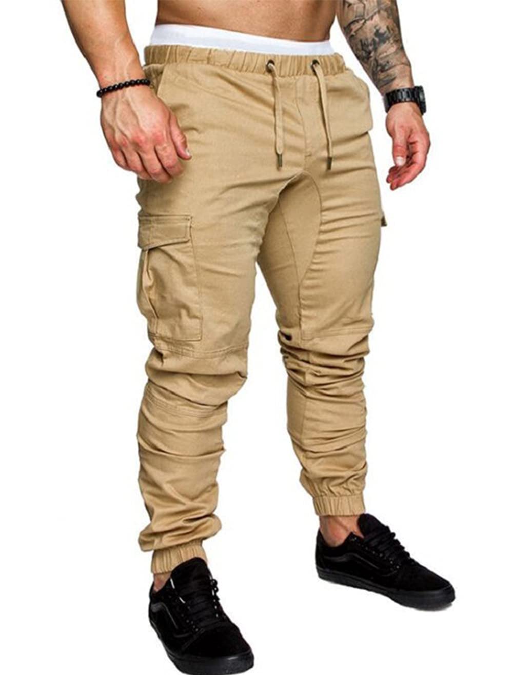 Men's Casual Jogger Pants with Drawstring & Cargo Pockets - Comfortable Sweatpants for Gym, Running, Training & Outdoor Activities