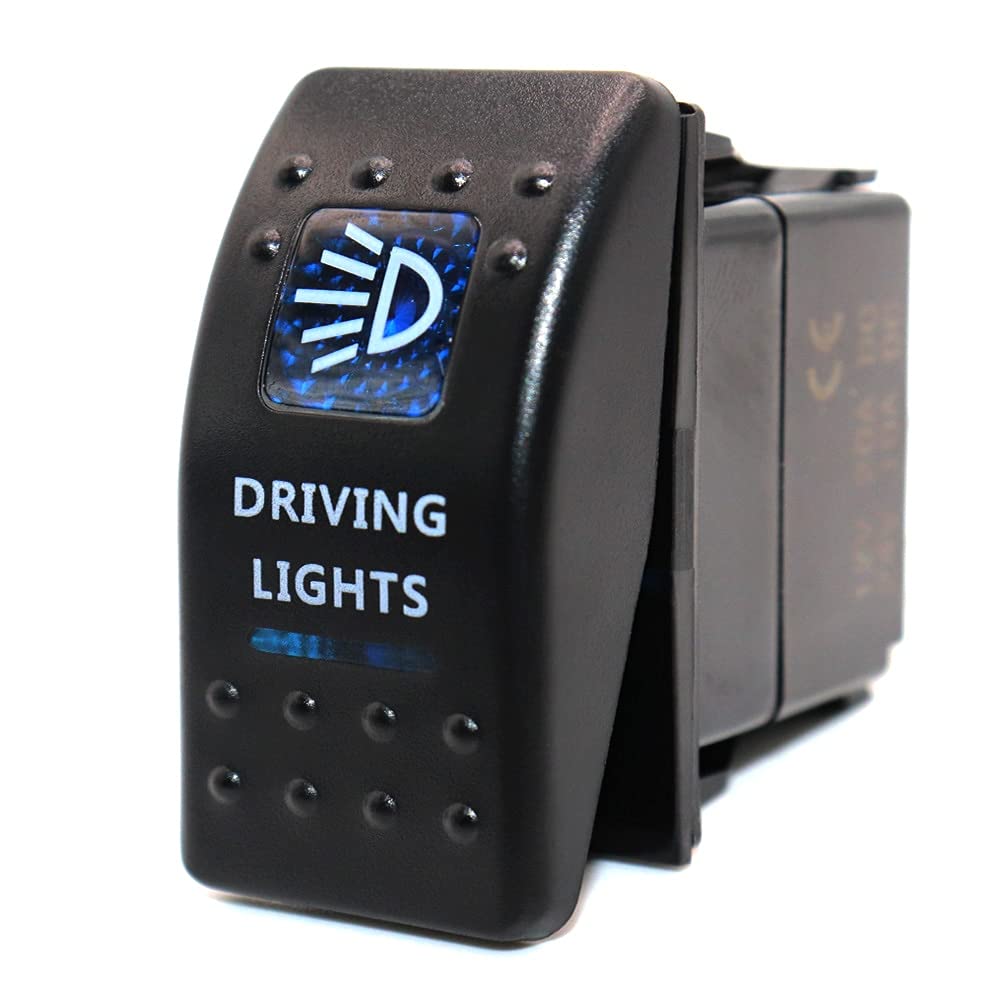 Waterproof 5-Pin SPST ON/Off Toggle Switch with Blue LED Light - 12V/24V Rocker Switch for Automotive, Truck, Boat & Marine Applications | Perfect for Driving Lights, Off-Road Vehicles & Marine Equipment
