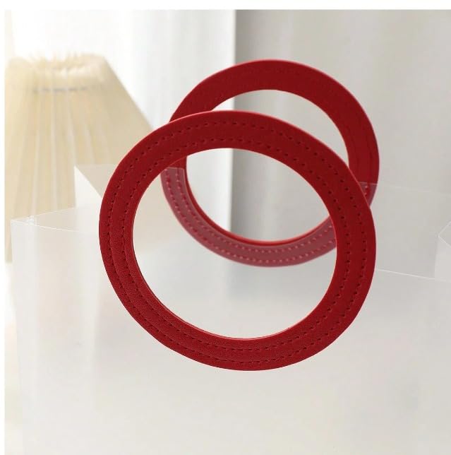6-Piece Transparent Gift Bags with Round Leather Handles - Valentine's Day, Wedding, Party Favor, Shopping & Hamper Bags (Red, 18.5