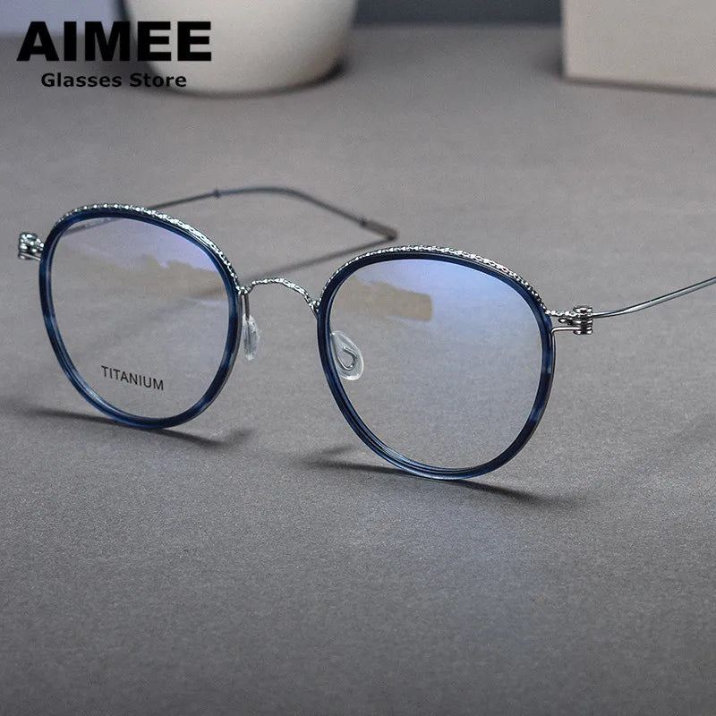 Aimee Unisex Full Rim Oval Titanium Acetate Eyeglasses 4622 - Lightweight & Durable Frame for Men & Women - Perfect for Reading, Working & Daily Wear