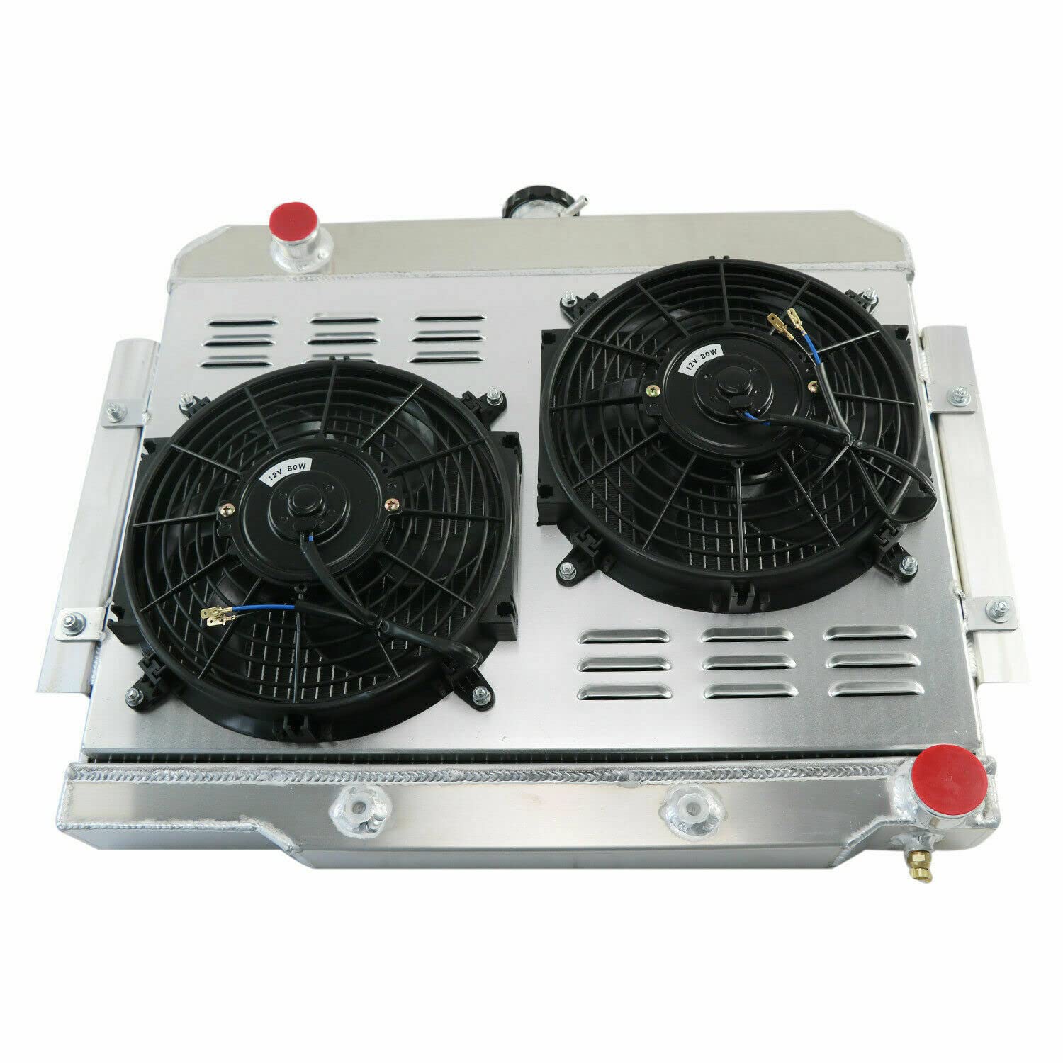 Alloyworks 3-Row Aluminum Radiator with Fan Shrouds Kit - Compatible with 1972-1986 Jeep CJ5 CJ6 CJ7 (L4, L6, V8 Engines) - High-Performance Cooling for Off-Road & Daily Driving