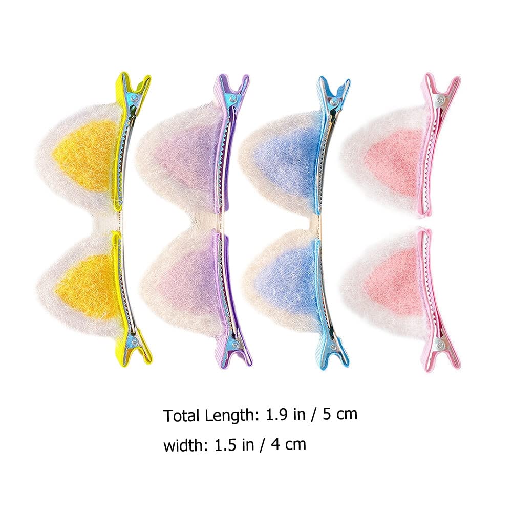 LUOZZY 10 Pcs Cat Ears Hair Clips for Girls - Cute Plush Cartoon Animal Hair Barrettes in Pink, Purple, Blue & Yellow | Toddler Hair Accessories for School, Parties & Daily Wear